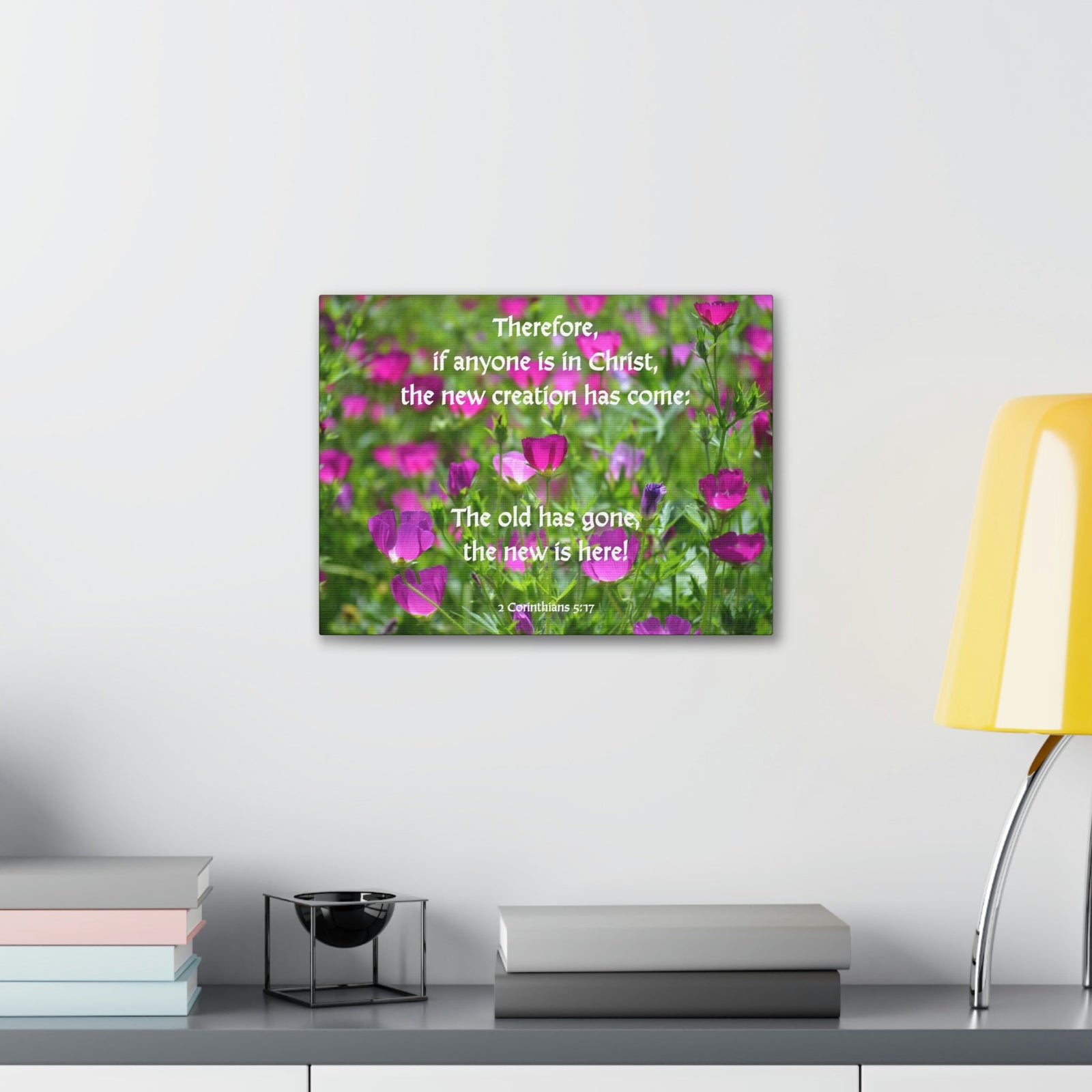 Scripture Walls Anyone in Christ 2 Corinthians 5:17 Flowers Christian Wall Art Bible Verse Print Ready to Hang Unframed-Express Your Love Gifts