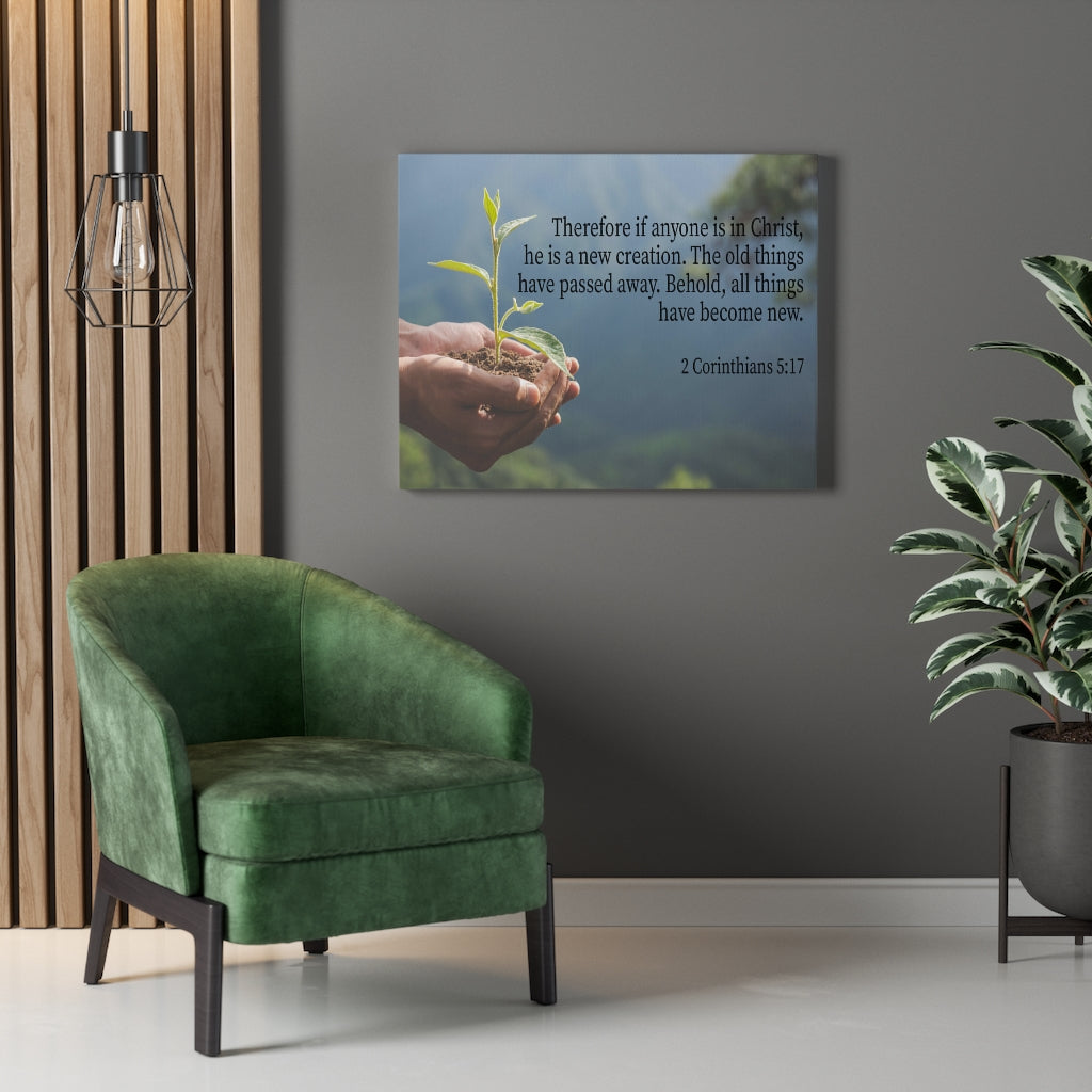 Scripture Walls Anyone is a New Creation 2 Corinthians 5:17 Bible Verse Canvas Christian Wall Art Ready to Hang Unframed-Express Your Love Gifts