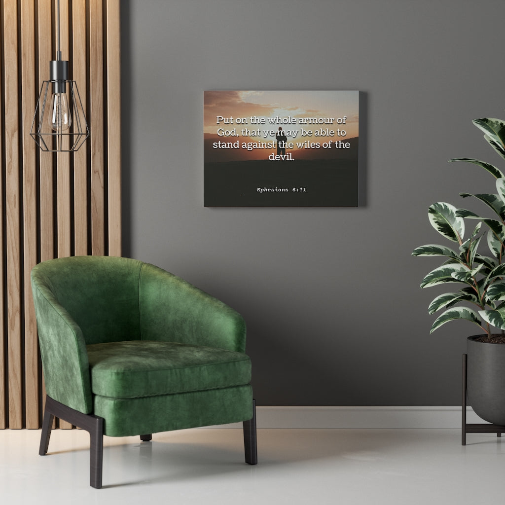 Scripture Walls Armour Of God Ephesians 6:11 Bible Verse Canvas Christian Wall Art Ready to Hang Unframed-Express Your Love Gifts