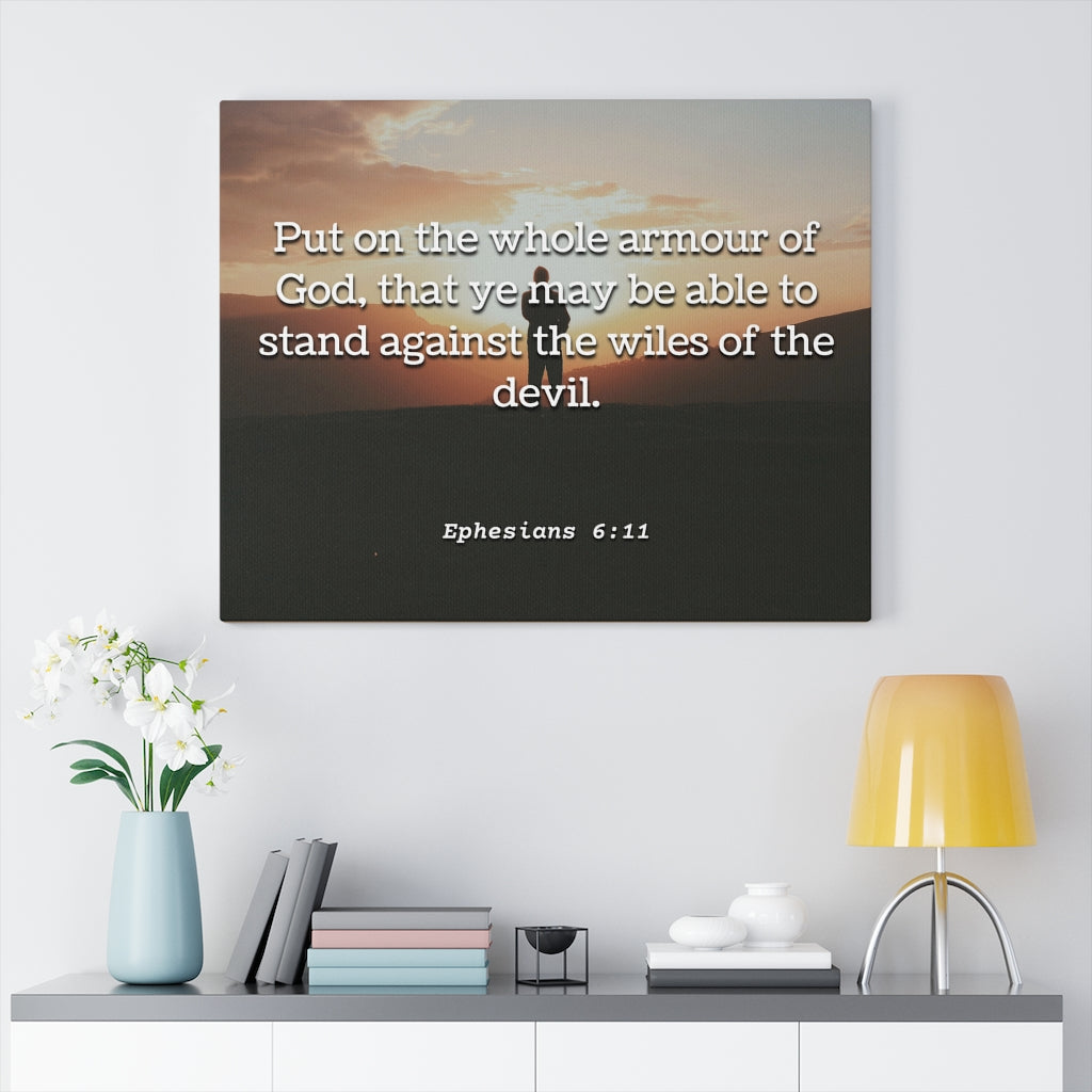 Scripture Walls Armour Of God Ephesians 6:11 Bible Verse Canvas Christian Wall Art Ready to Hang Unframed-Express Your Love Gifts