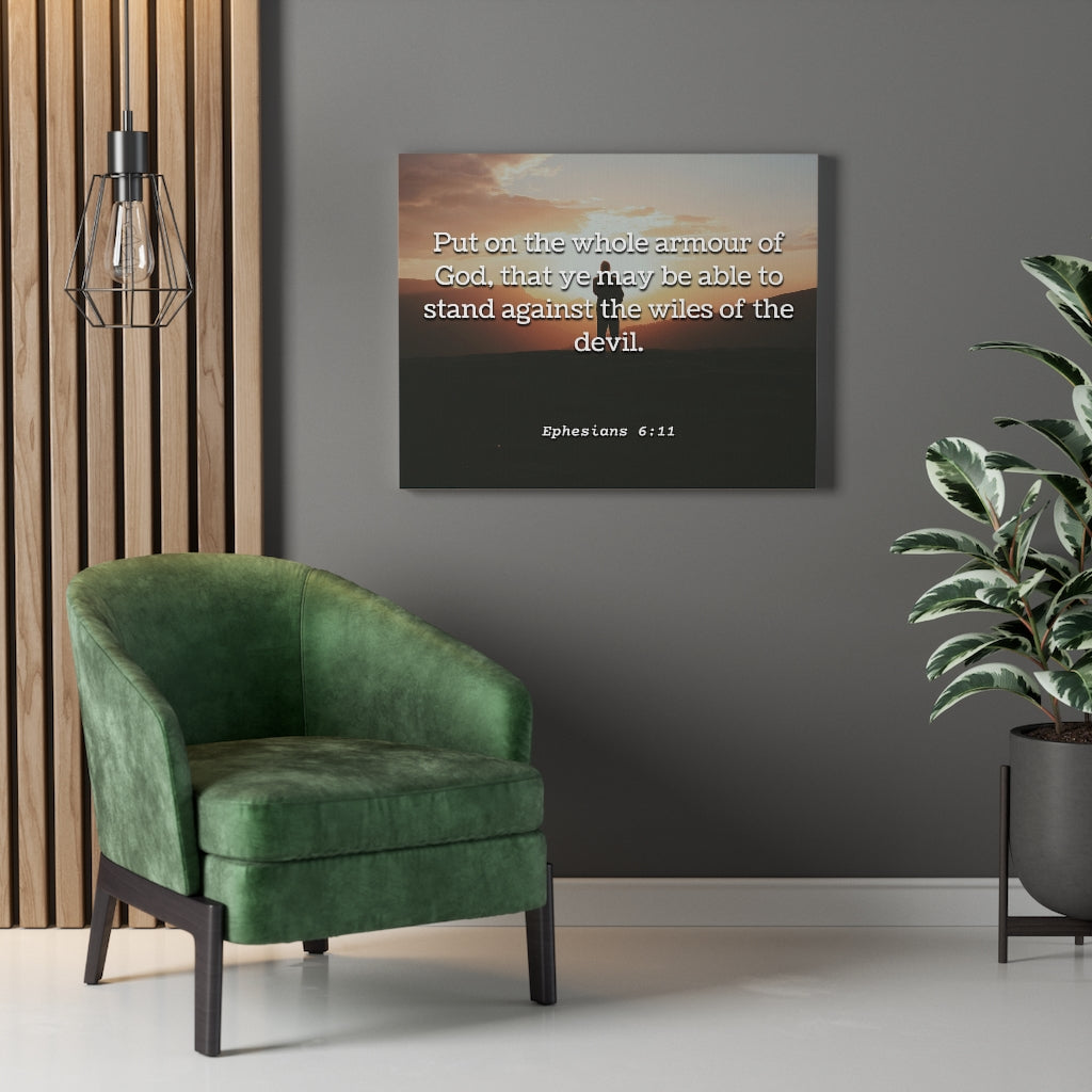 Scripture Walls Armour Of God Ephesians 6:11 Bible Verse Canvas Christian Wall Art Ready to Hang Unframed-Express Your Love Gifts