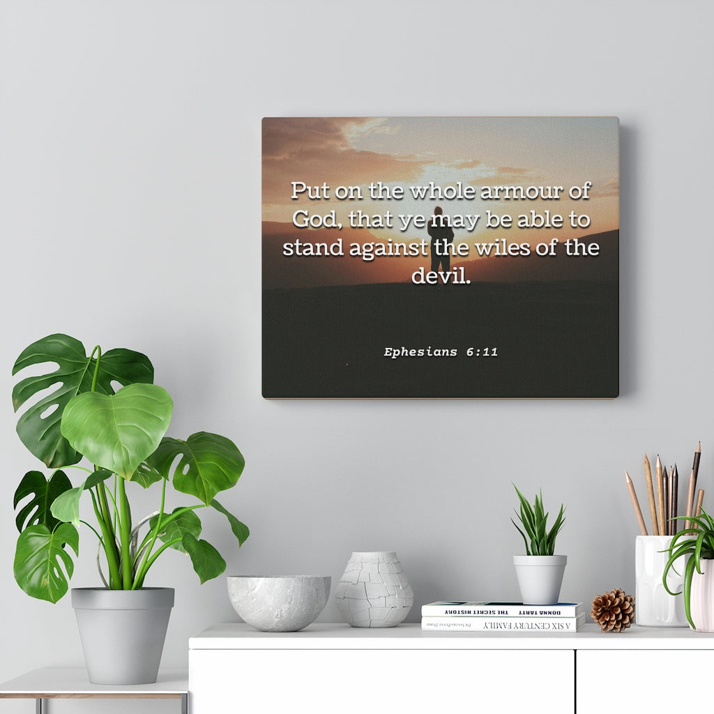 Scripture Walls Armour Of God Ephesians 6:11 Bible Verse Canvas Christian Wall Art Ready to Hang Unframed-Express Your Love Gifts