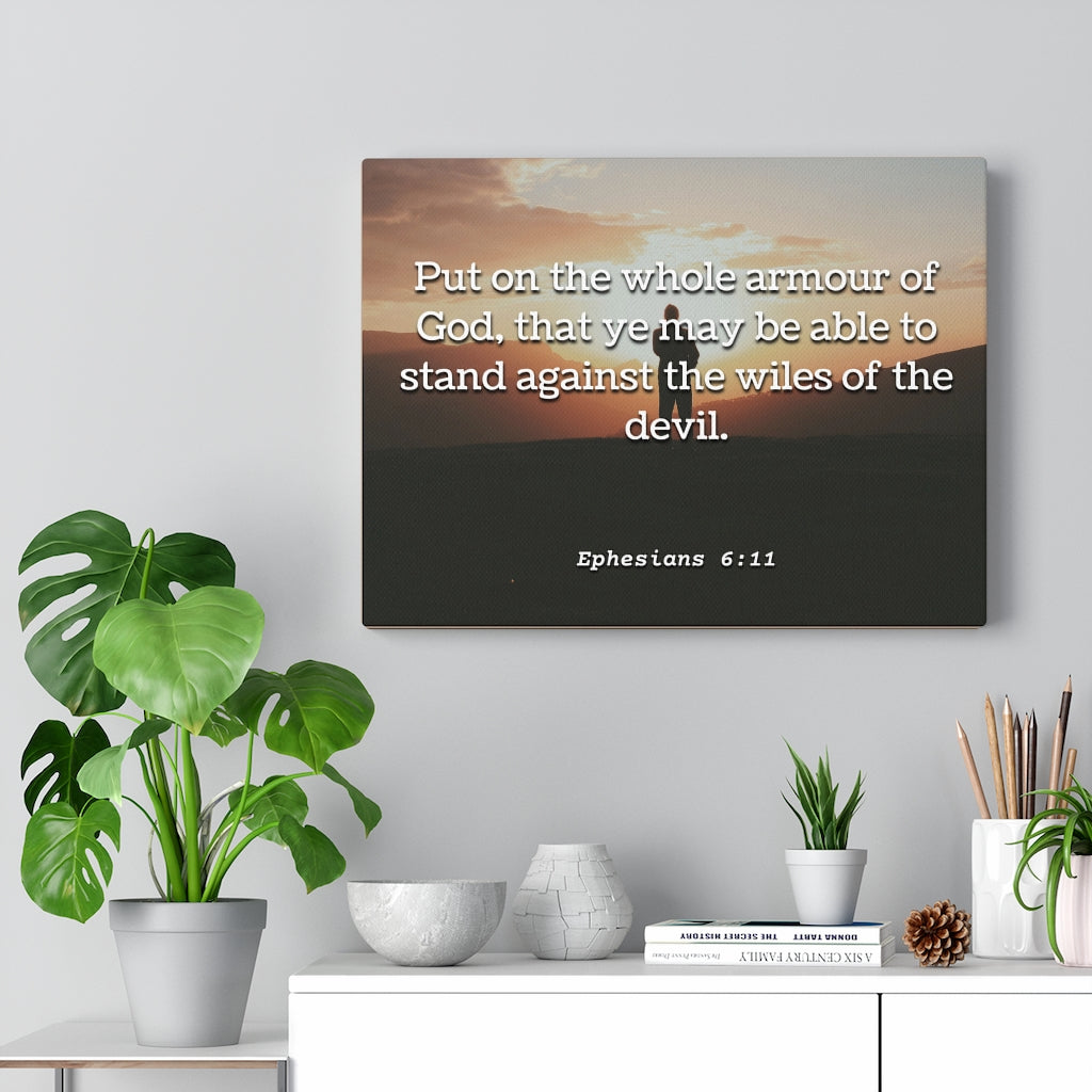 Scripture Walls Armour Of God Ephesians 6:11 Bible Verse Canvas Christian Wall Art Ready to Hang Unframed-Express Your Love Gifts