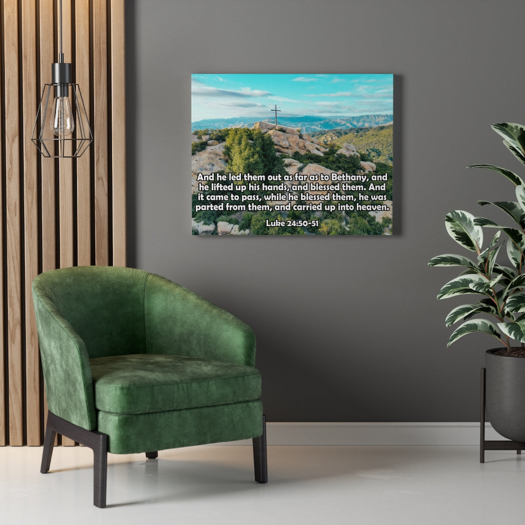Scripture Walls As Far As To Bethany Luke 24:50-51 Bible Verse Canvas Christian Wall Art Ready to Hang Unframed-Express Your Love Gifts
