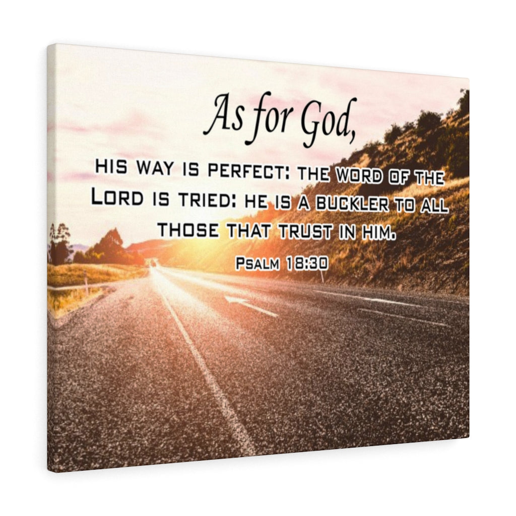 Scripture Walls As For God Psalm 18:30 Scripture Bible Verse Canvas Christian Wall Art Ready to Hang Unframed-Express Your Love Gifts