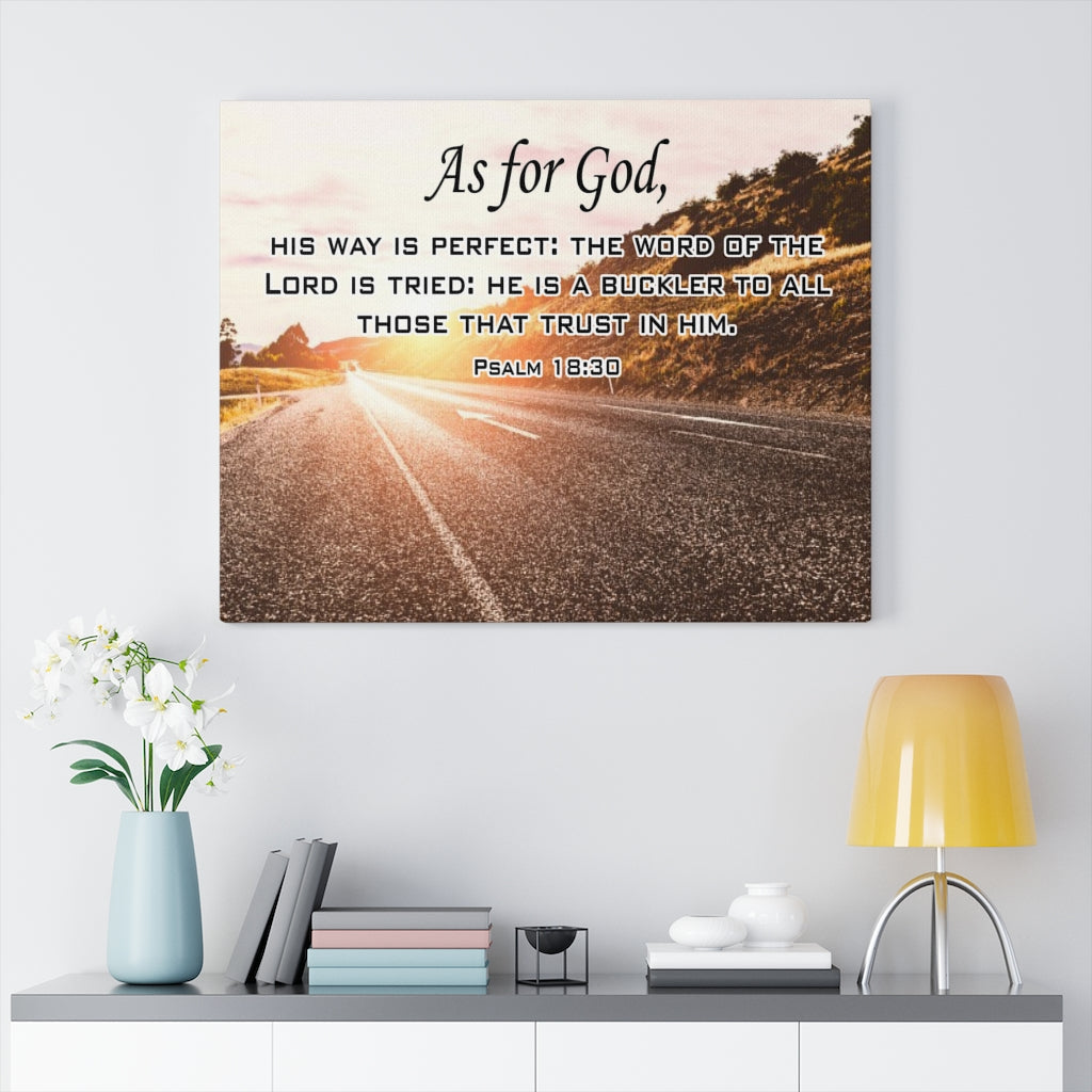 Scripture Walls As For God Psalm 18:30 Scripture Bible Verse Canvas Christian Wall Art Ready to Hang Unframed-Express Your Love Gifts