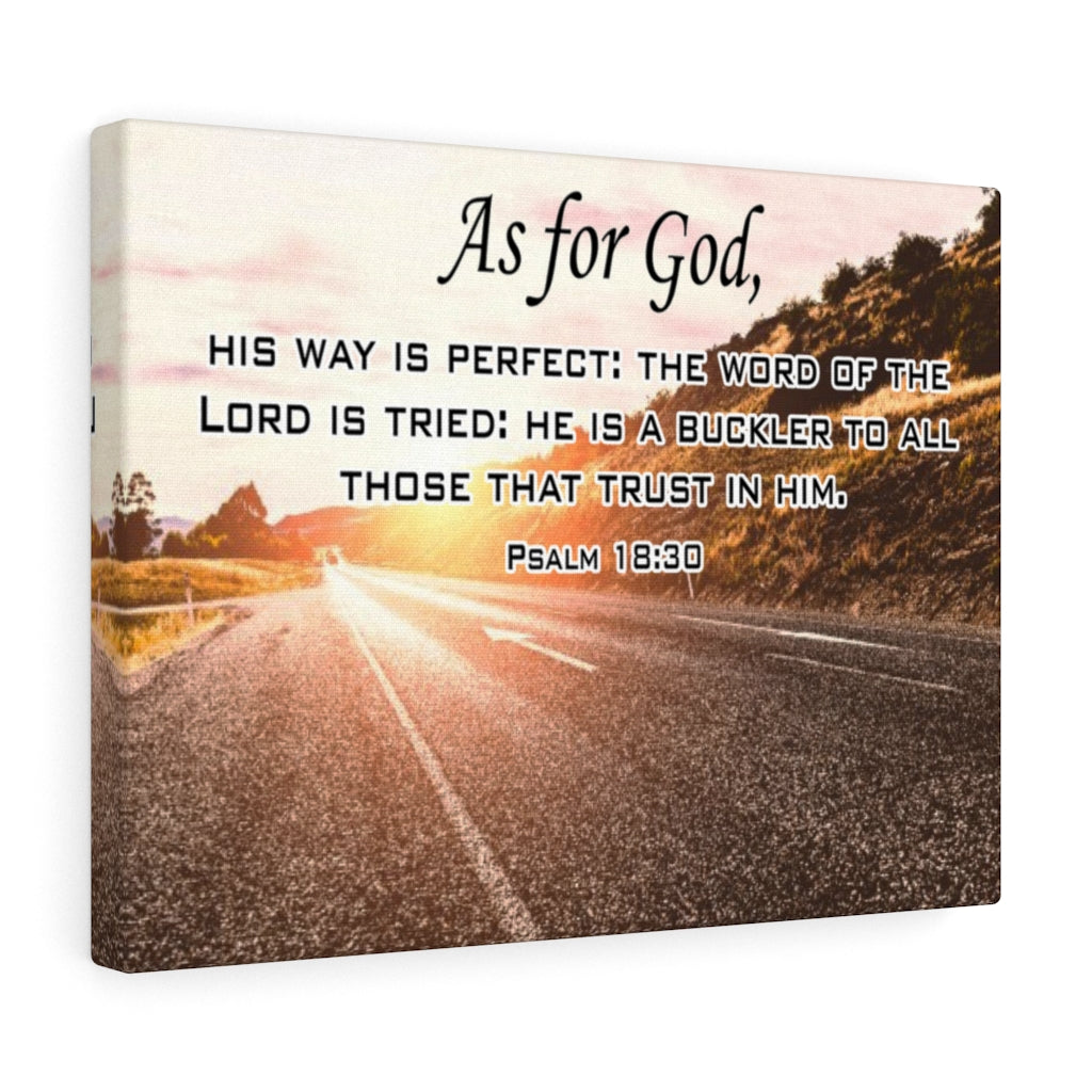 Scripture Walls As For God Psalm 18:30 Scripture Bible Verse Canvas Christian Wall Art Ready to Hang Unframed-Express Your Love Gifts