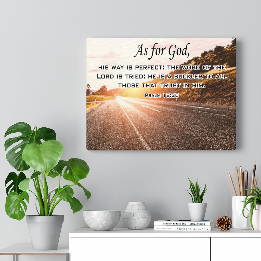 Scripture Walls As For God Psalm 18:30 Scripture Bible Verse Canvas Christian Wall Art Ready to Hang Unframed-Express Your Love Gifts