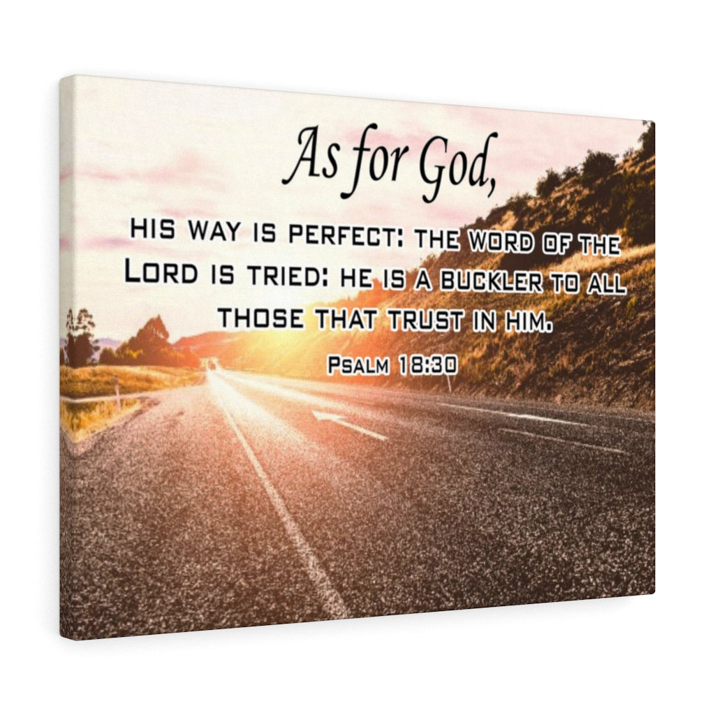 Scripture Walls As For God Psalm 18:30 Scripture Bible Verse Canvas Christian Wall Art Ready to Hang Unframed-Express Your Love Gifts