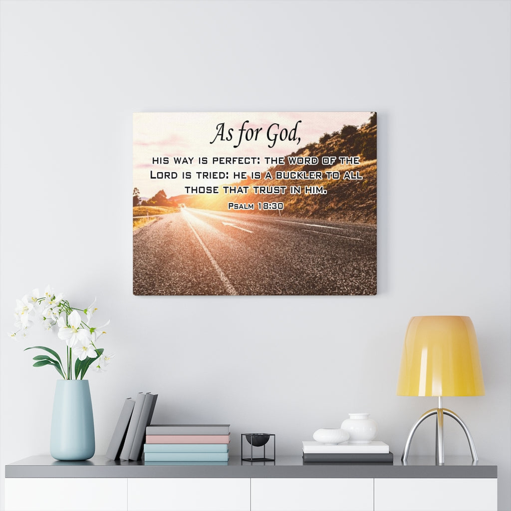 Scripture Walls As For God Psalm 18:30 Scripture Bible Verse Canvas Christian Wall Art Ready to Hang Unframed-Express Your Love Gifts