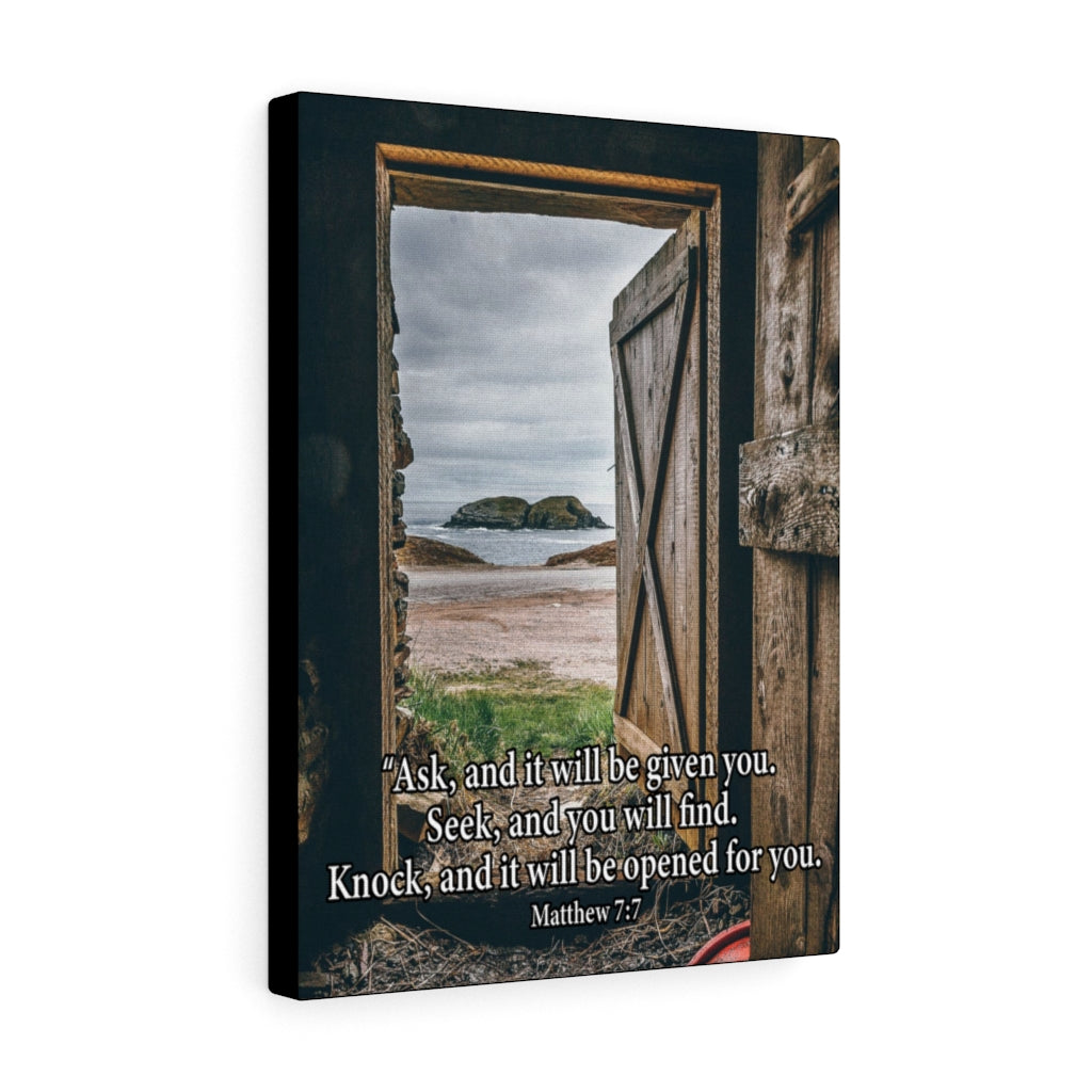 Scripture Walls Ask & You Shall Receive Mathew 7:7 Bible Verse Canvas Christian Wall Art Ready to Hang Unframed-Express Your Love Gifts