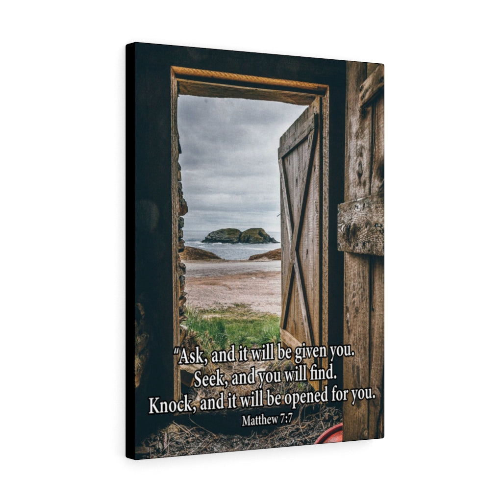 Scripture Walls Ask & You Shall Receive Mathew 7:7 Bible Verse Canvas Christian Wall Art Ready to Hang Unframed-Express Your Love Gifts