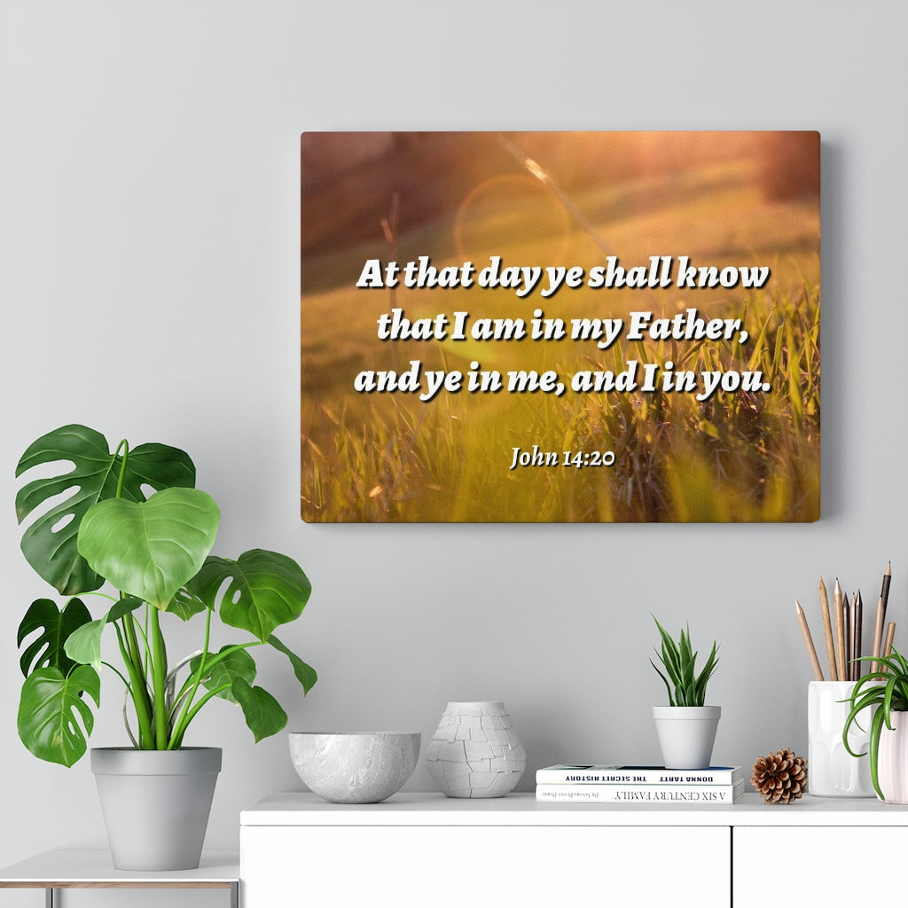 Scripture Walls At That Day John 14:20 Bible Verse Canvas Christian Wall Art Ready to Hang Unframed-Express Your Love Gifts