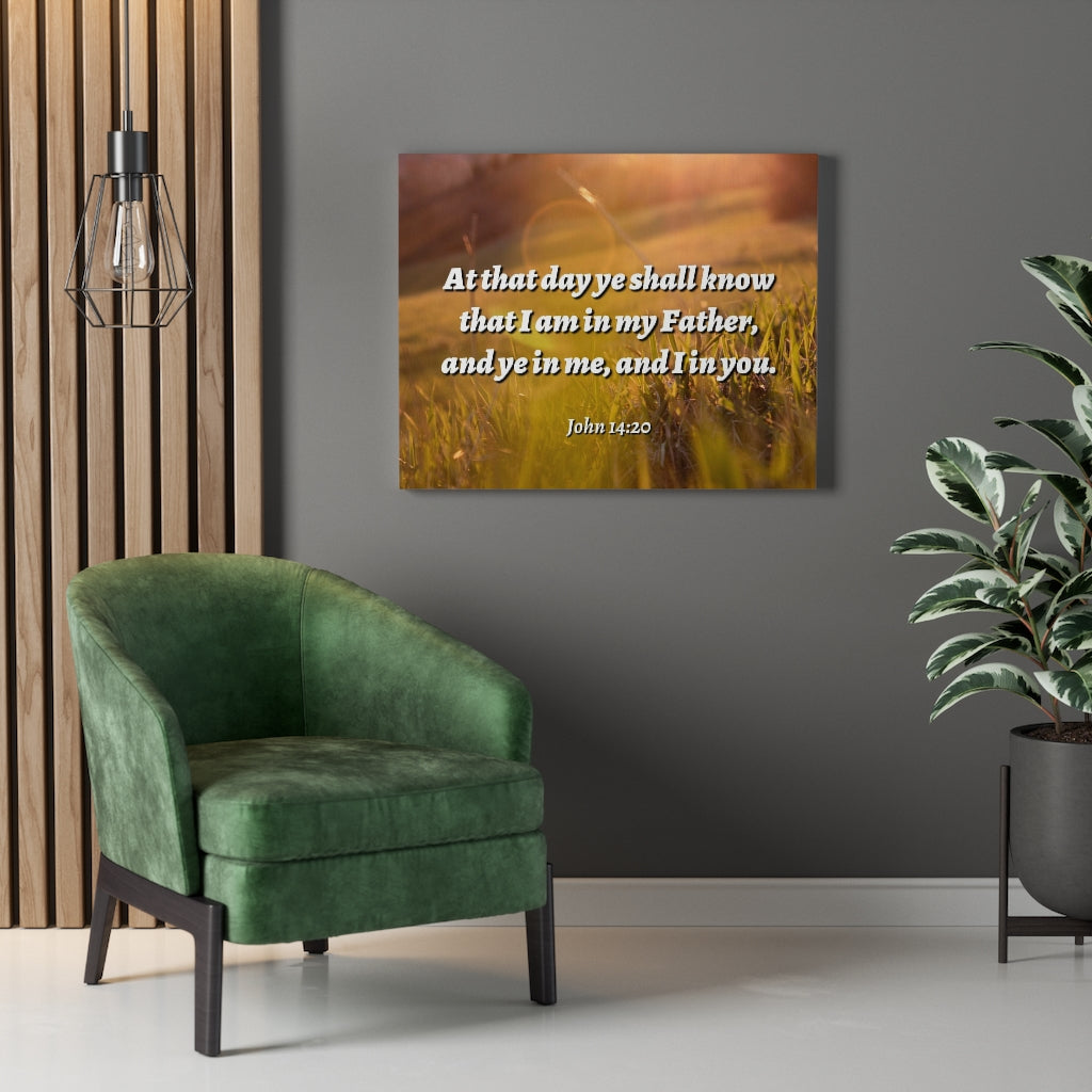 Scripture Walls At That Day John 14:20 Bible Verse Canvas Christian Wall Art Ready to Hang Unframed-Express Your Love Gifts
