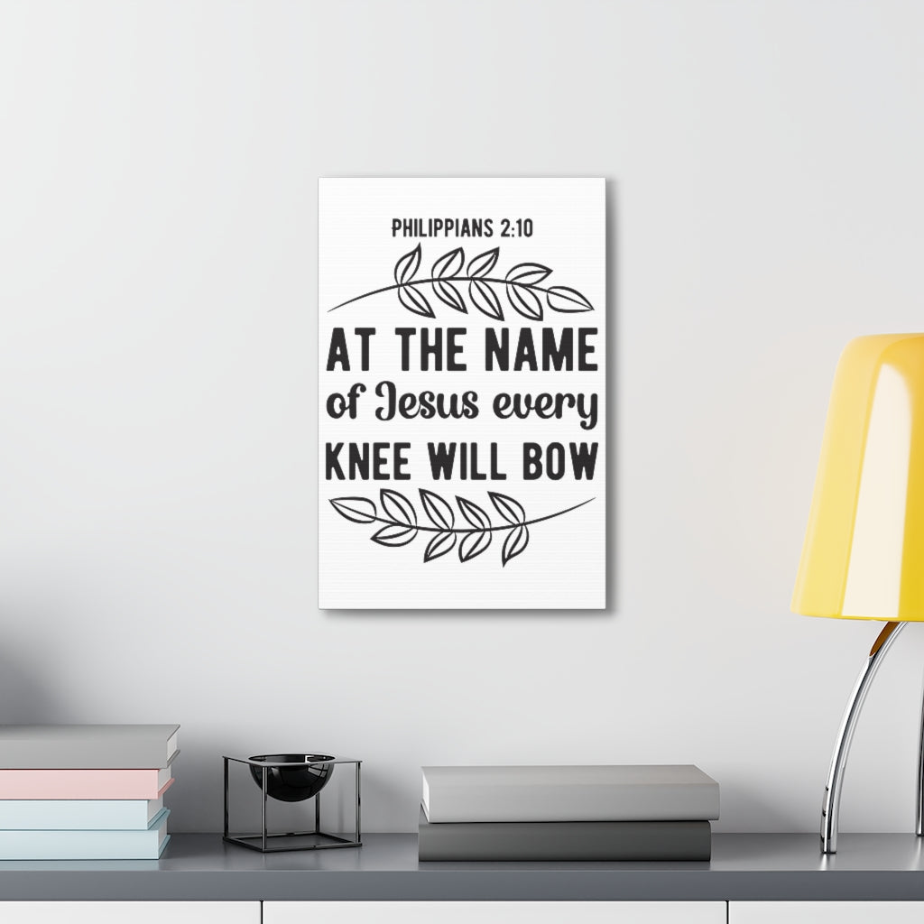 Scripture Walls At The Name Of Jesus Philippians 2:10 Bible Verse Canvas Christian Wall Art Ready To Hang Unframed-Express Your Love Gifts