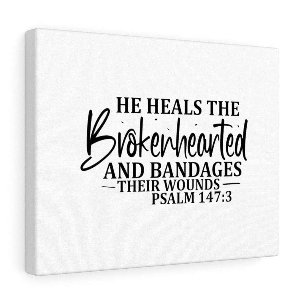 Scripture Walls Bandages Their Wounds Psalm 147:3 Bible Verse Canvas Christian Wall Art Ready to Hang Unframed-Express Your Love Gifts