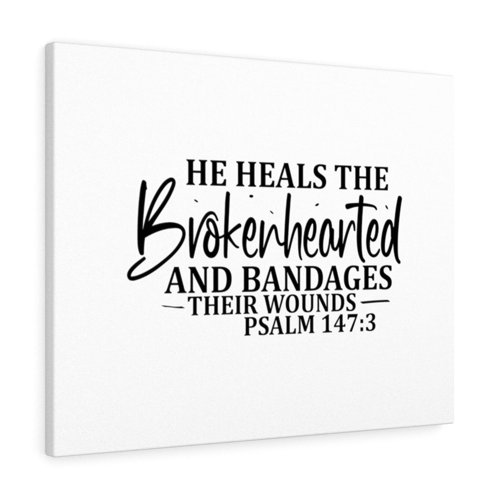 Scripture Walls Bandages Their Wounds Psalm 147:3 Bible Verse Canvas Christian Wall Art Ready to Hang Unframed-Express Your Love Gifts