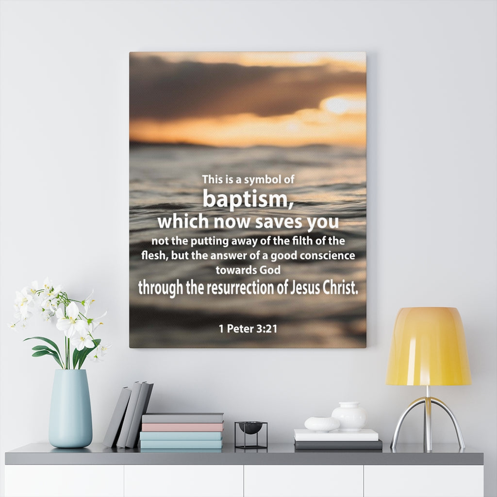 Scripture Walls Baptism 1 Peter 3:21 Bible Verse Canvas Christian Wall Art Ready to Hang Unframed-Express Your Love Gifts