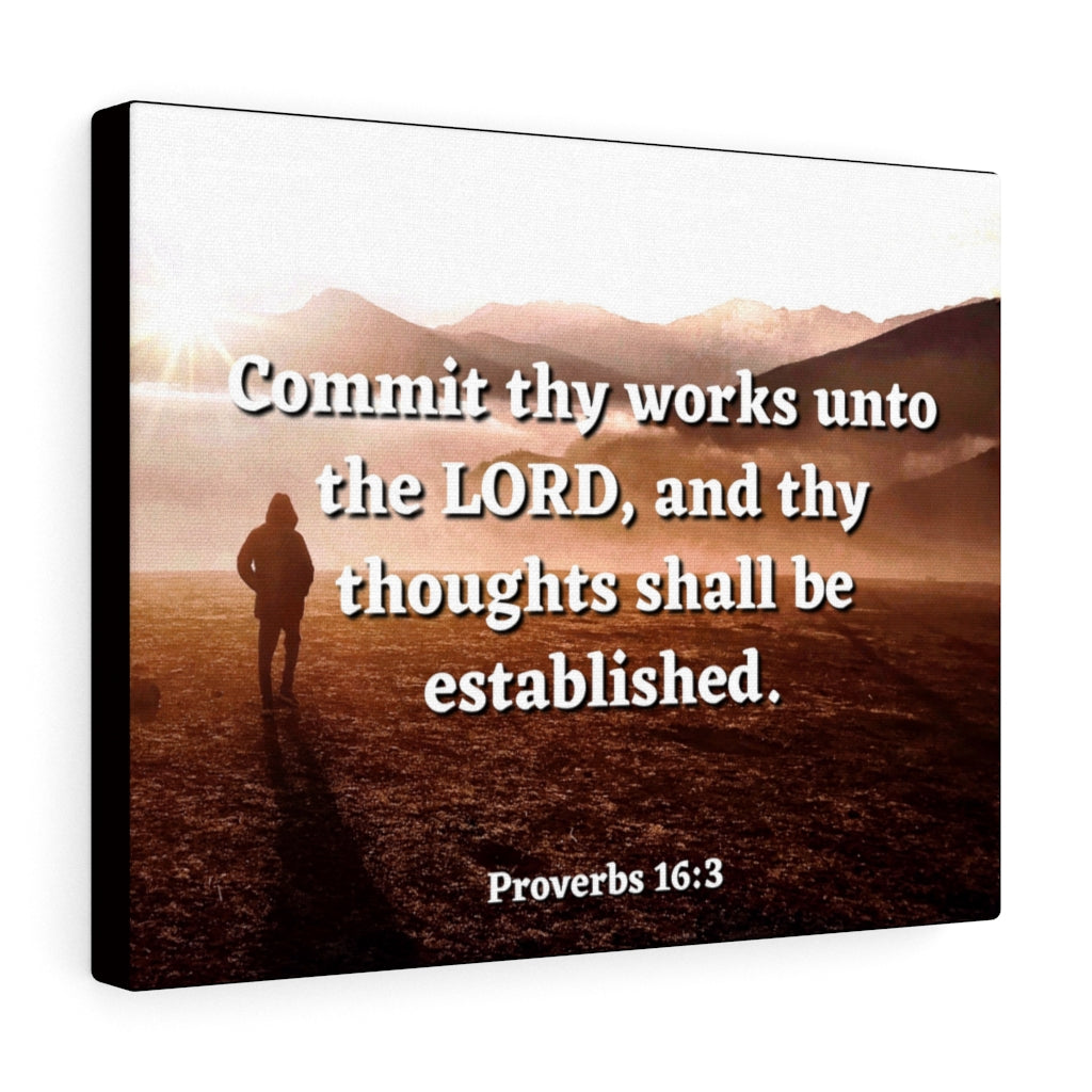 Scripture Walls Be Established Proverbs 16:3 Bible Verse Canvas Christian Wall Art Ready to Hang Unframed-Express Your Love Gifts