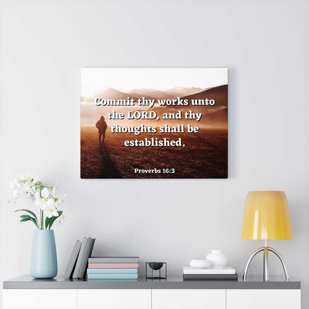 Scripture Walls Be Established Proverbs 16:3 Bible Verse Canvas Christian Wall Art Ready to Hang Unframed-Express Your Love Gifts