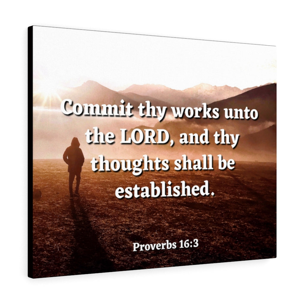 Scripture Walls Be Established Proverbs 16:3 Bible Verse Canvas Christian Wall Art Ready to Hang Unframed-Express Your Love Gifts