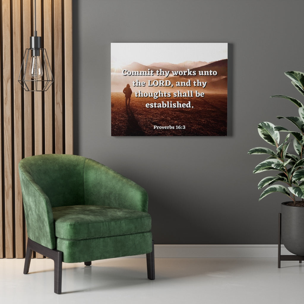 Scripture Walls Be Established Proverbs 16:3 Bible Verse Canvas Christian Wall Art Ready to Hang Unframed-Express Your Love Gifts