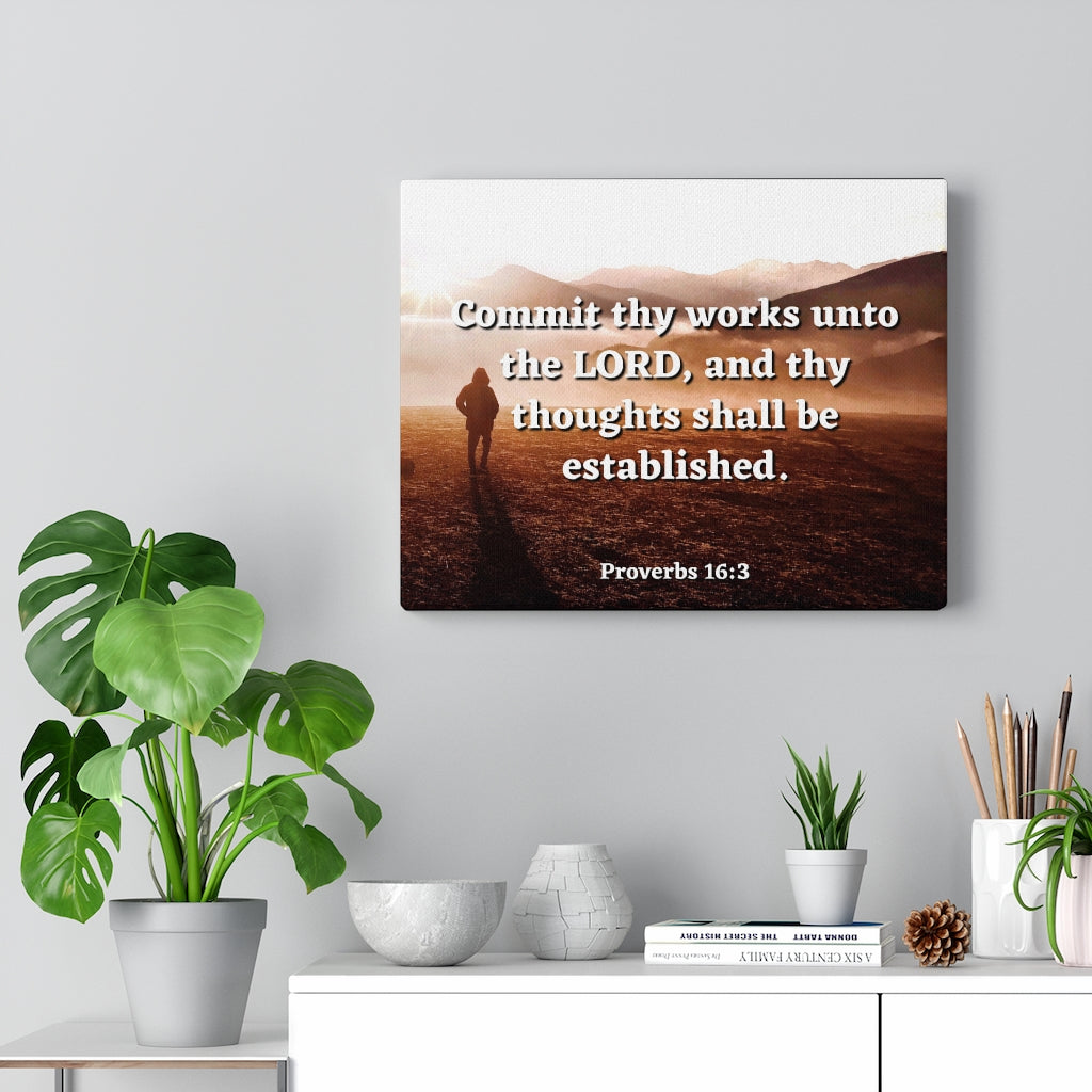 Scripture Walls Be Established Proverbs 16:3 Bible Verse Canvas Christian Wall Art Ready to Hang Unframed-Express Your Love Gifts