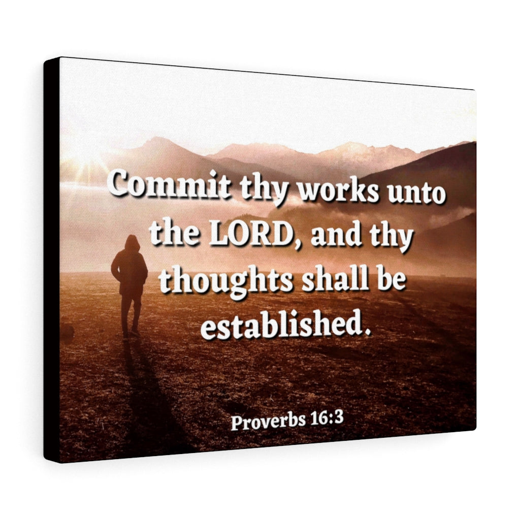 Scripture Walls Be Established Proverbs 16:3 Bible Verse Canvas Christian Wall Art Ready to Hang Unframed-Express Your Love Gifts