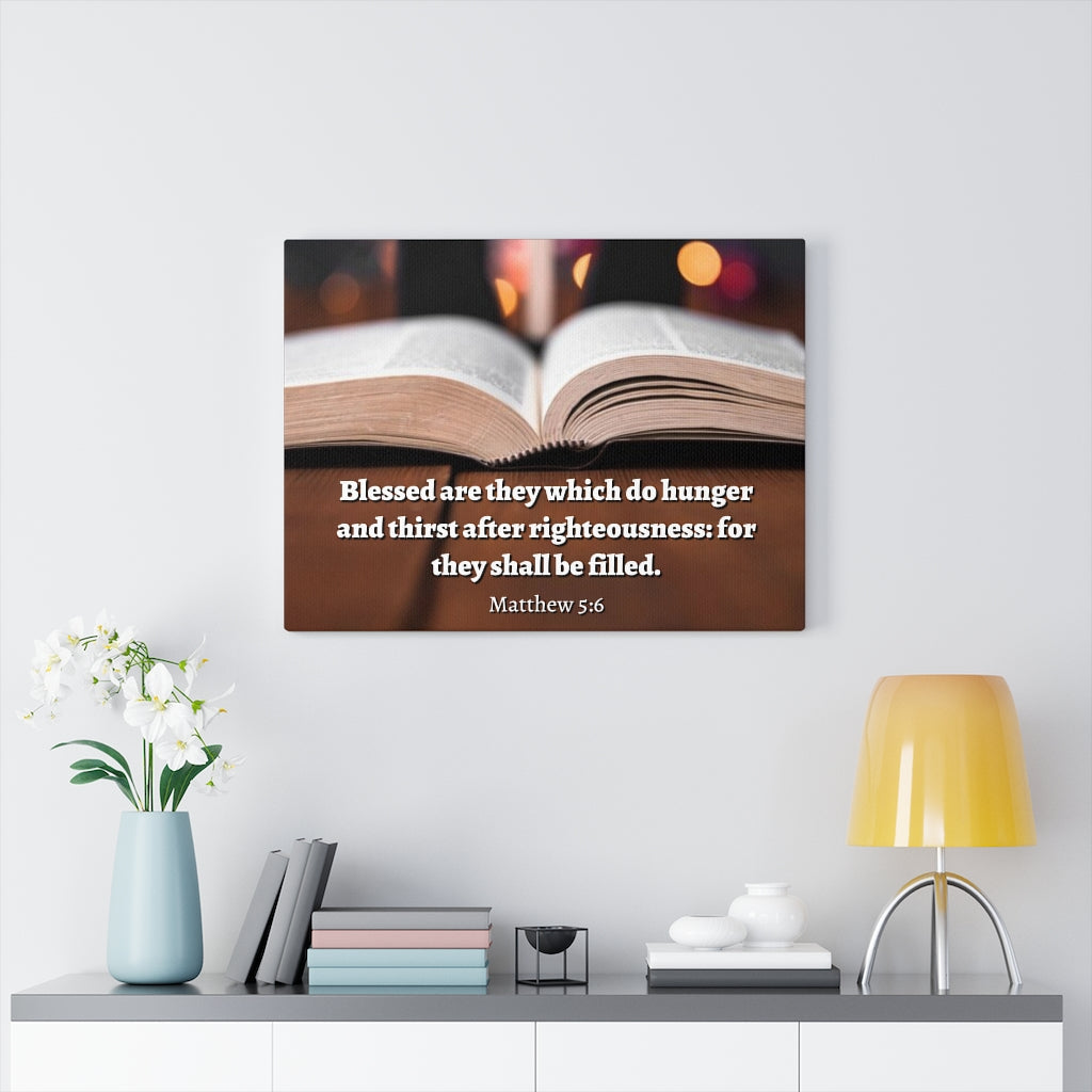 Scripture Walls Be Filled Matthew 5:6 Bible Verse Canvas Christian Wall Art Ready to Hang Unframed-Express Your Love Gifts
