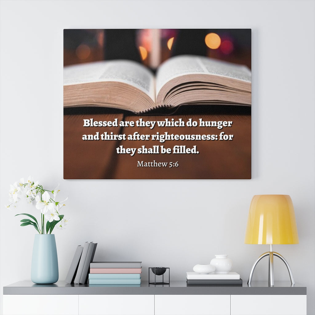 Scripture Walls Be Filled Matthew 5:6 Bible Verse Canvas Christian Wall Art Ready to Hang Unframed-Express Your Love Gifts