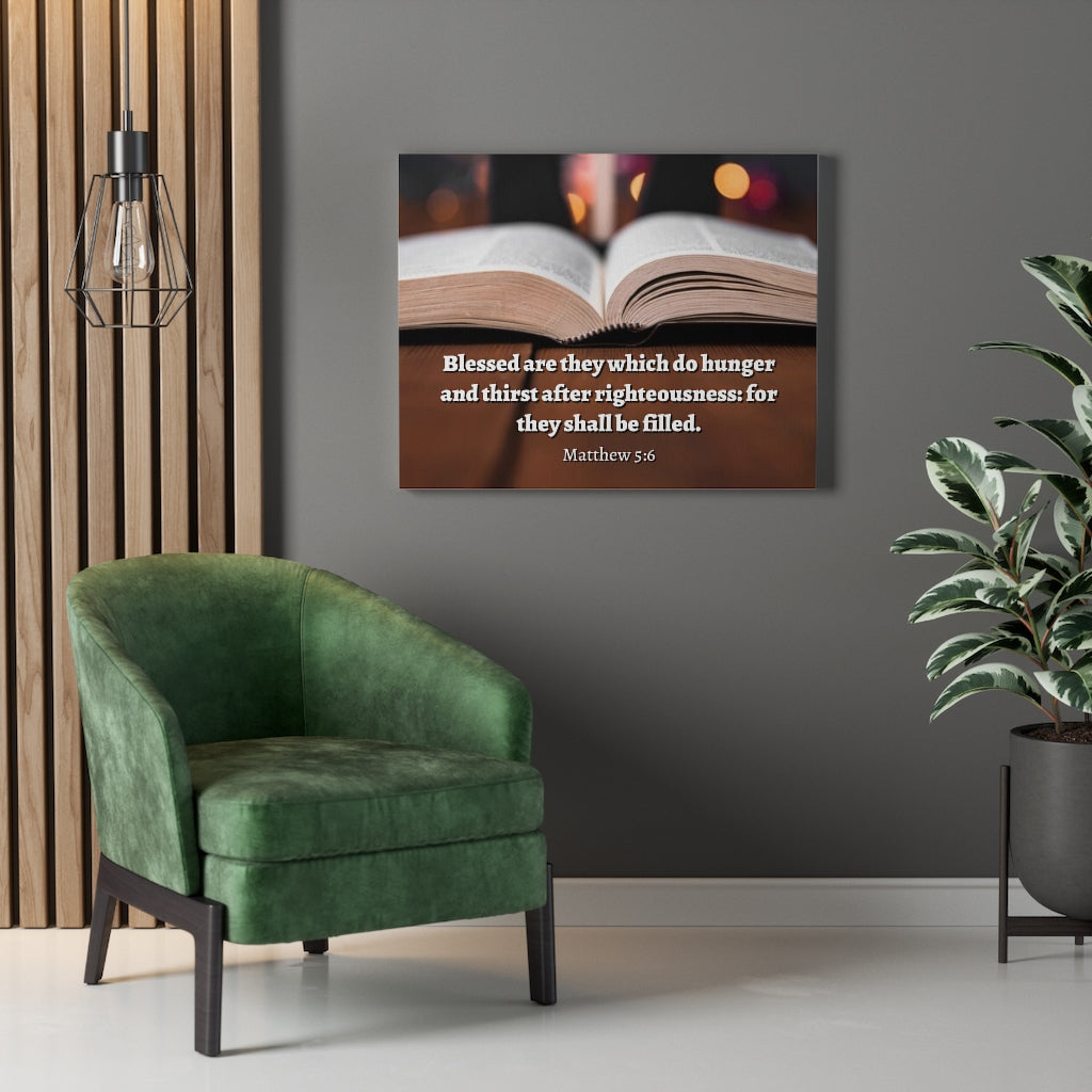 Scripture Walls Be Filled Matthew 5:6 Bible Verse Canvas Christian Wall Art Ready to Hang Unframed-Express Your Love Gifts