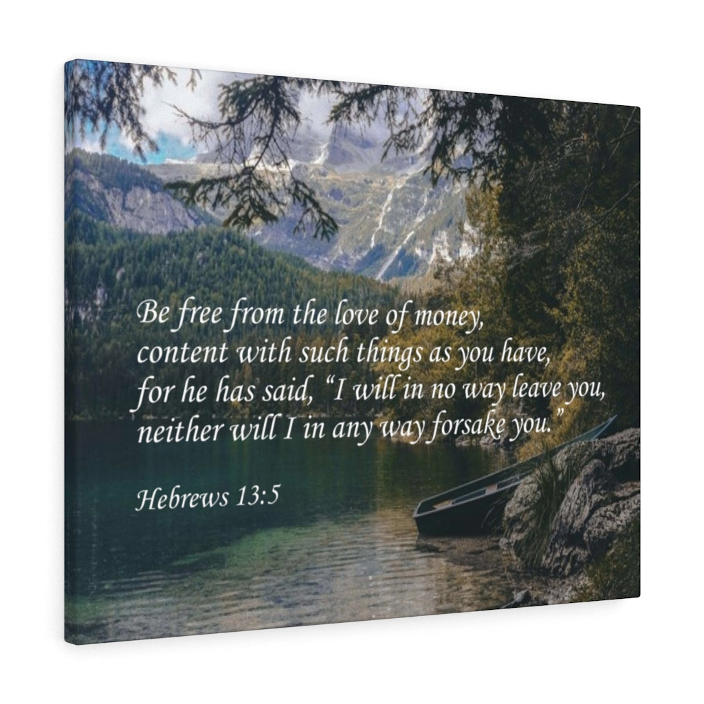Scripture Walls Be Free From The Love of Money Hebrews 13:5 Bible Verse Canvas Christian Wall Art Ready to Hang Unframed-Express Your Love Gifts