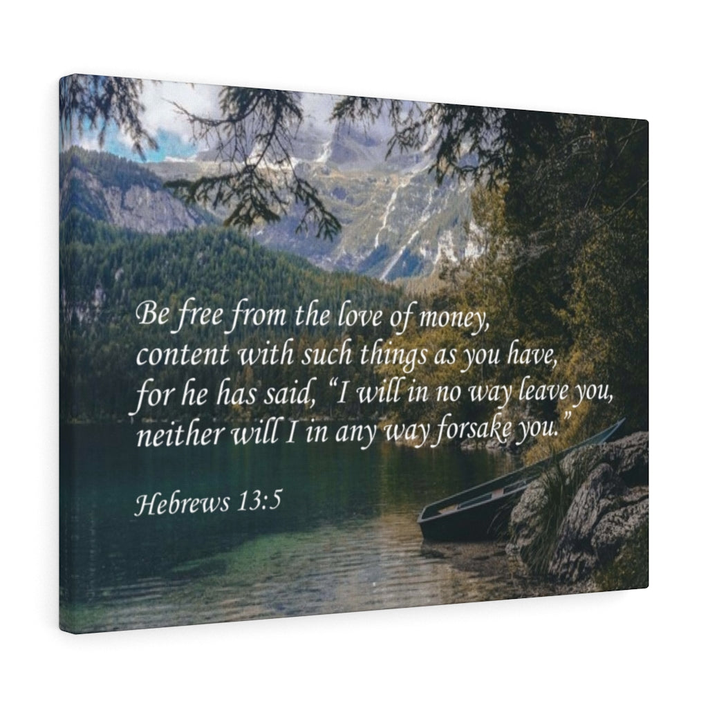 Scripture Walls Be Free From The Love of Money Hebrews 13:5 Bible Verse Canvas Christian Wall Art Ready to Hang Unframed-Express Your Love Gifts