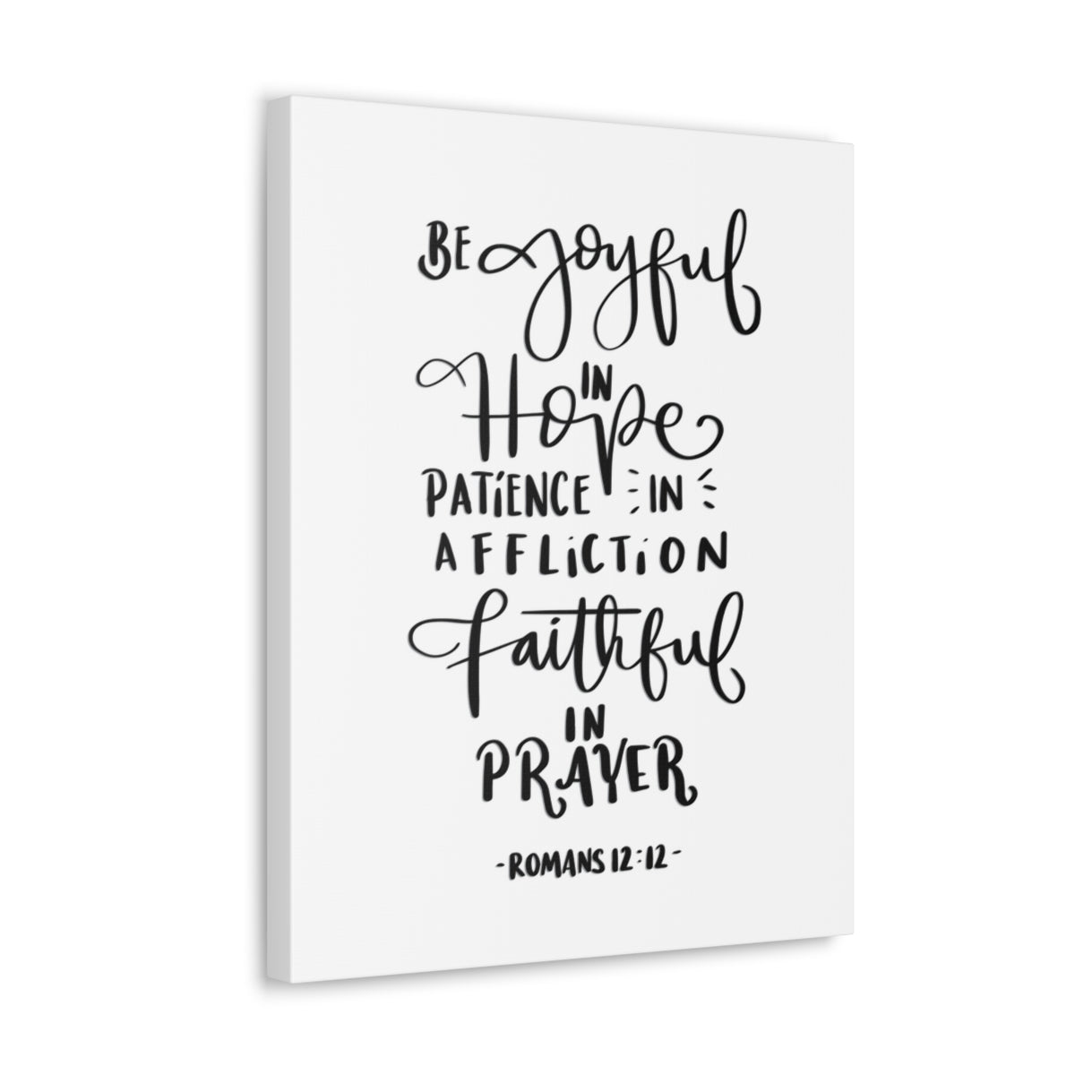 Scripture Walls Be Joyful In Hope Romans 12:12 White Bible Verse Canvas Christian Wall Art Ready to Hang Unframed-Express Your Love Gifts