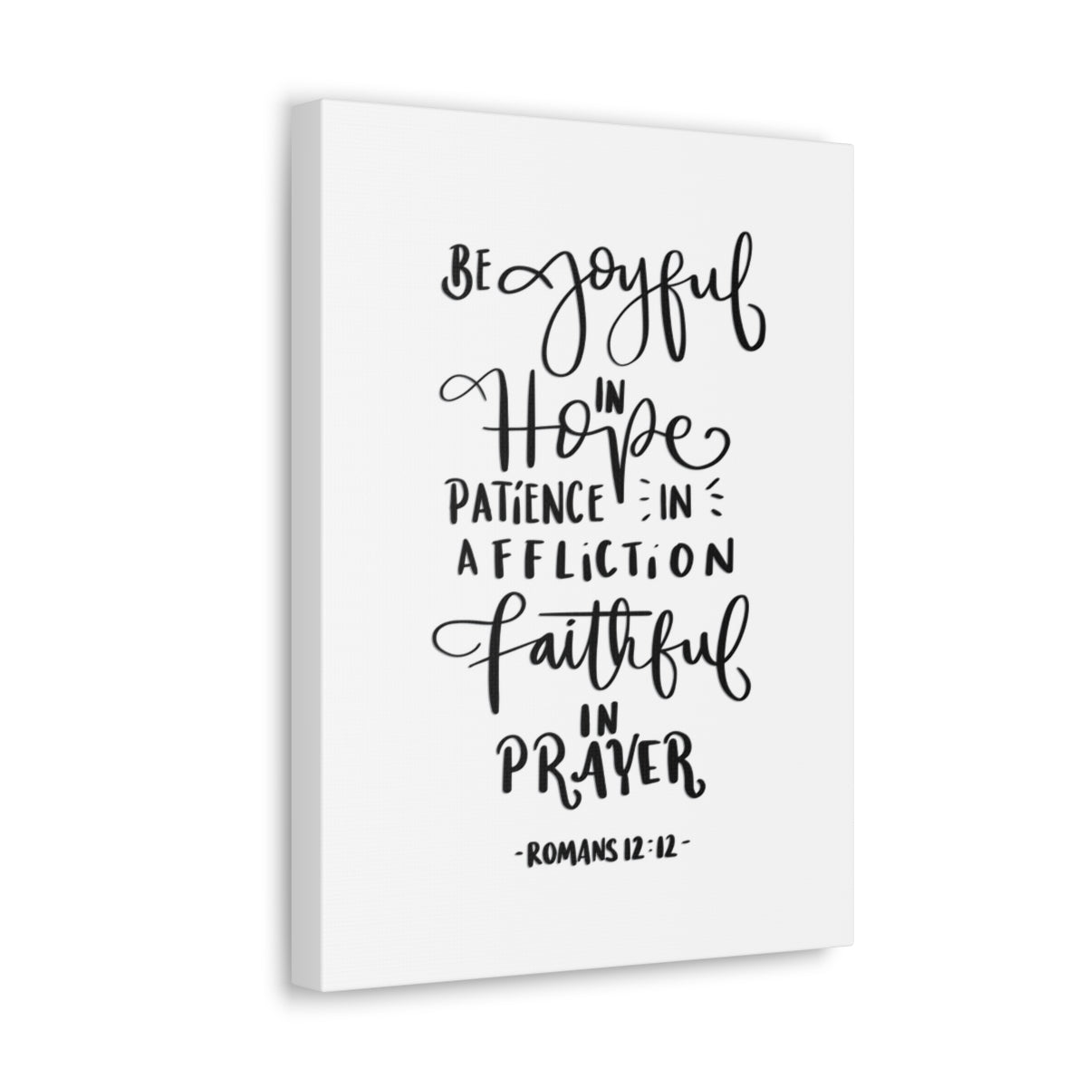 Scripture Walls Be Joyful In Hope Romans 12:12 White Bible Verse Canvas Christian Wall Art Ready to Hang Unframed-Express Your Love Gifts