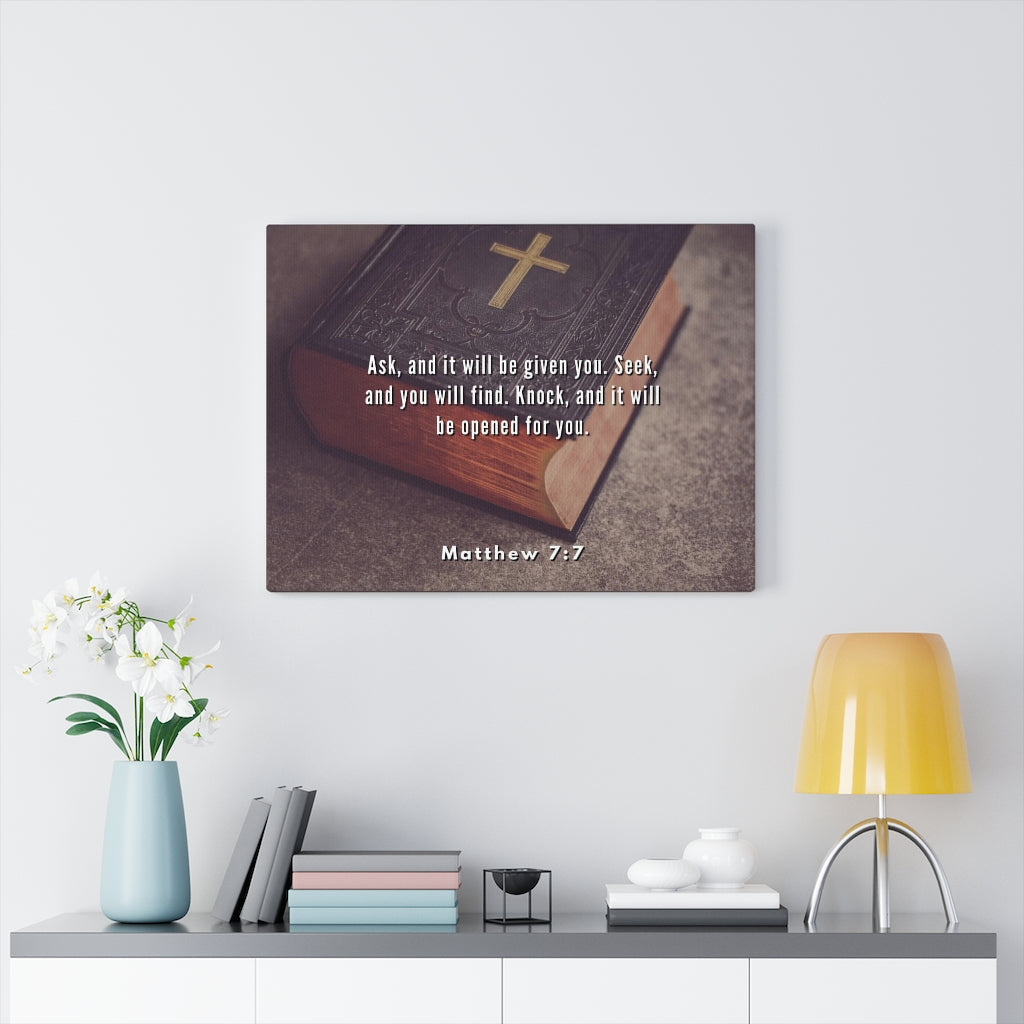 Scripture Walls Be Opened Matthew 7:7 Bible Verse Canvas Christian Wall Art Ready to Hang Unframed-Express Your Love Gifts