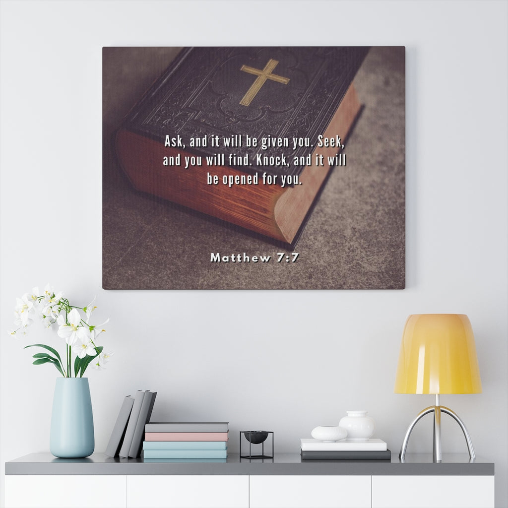 Scripture Walls Be Opened Matthew 7:7 Bible Verse Canvas Christian Wall Art Ready to Hang Unframed-Express Your Love Gifts