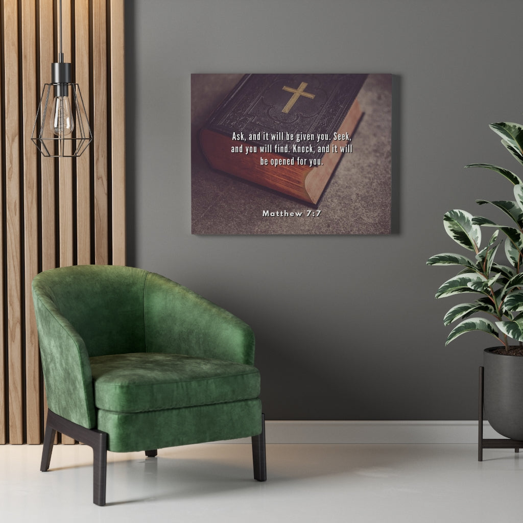 Scripture Walls Be Opened Matthew 7:7 Bible Verse Canvas Christian Wall Art Ready to Hang Unframed-Express Your Love Gifts