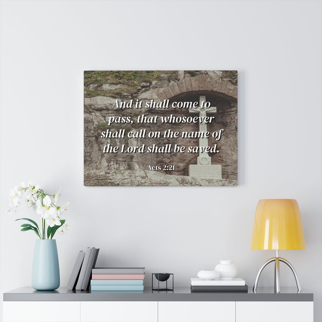 Scripture Walls Be Saved Acts 2:21 Bible Verse Canvas Christian Wall Art Ready to Hang Unframed-Express Your Love Gifts