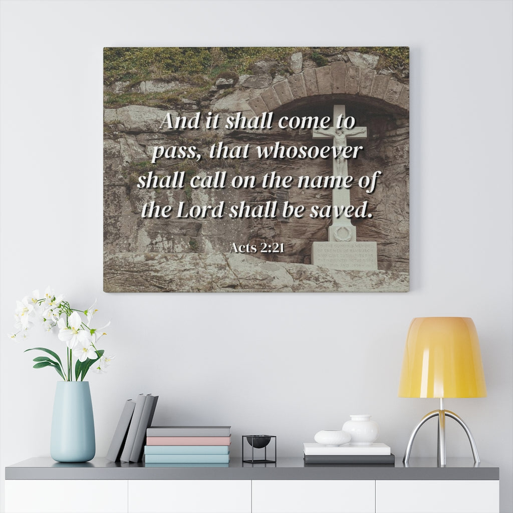 Scripture Walls Be Saved Acts 2:21 Bible Verse Canvas Christian Wall Art Ready to Hang Unframed-Express Your Love Gifts