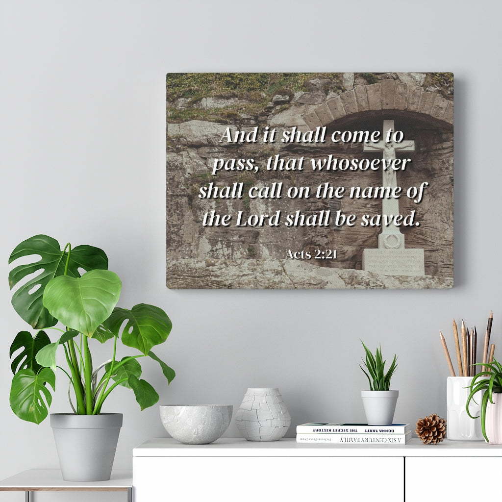 Scripture Walls Be Saved Acts 2:21 Bible Verse Canvas Christian Wall Art Ready to Hang Unframed-Express Your Love Gifts
