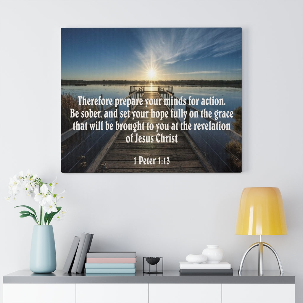 Scripture Walls Be Sober 1 Peter 1:13 Bible Verse Canvas Christian Wall Art Ready to Hang Unframed-Express Your Love Gifts