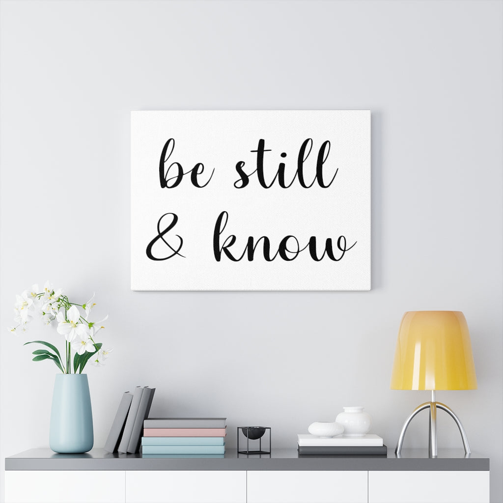 Scripture Walls Be Still & Know Bible Verse Canvas Christian Wall Art Ready to Hang Unframed-Express Your Love Gifts