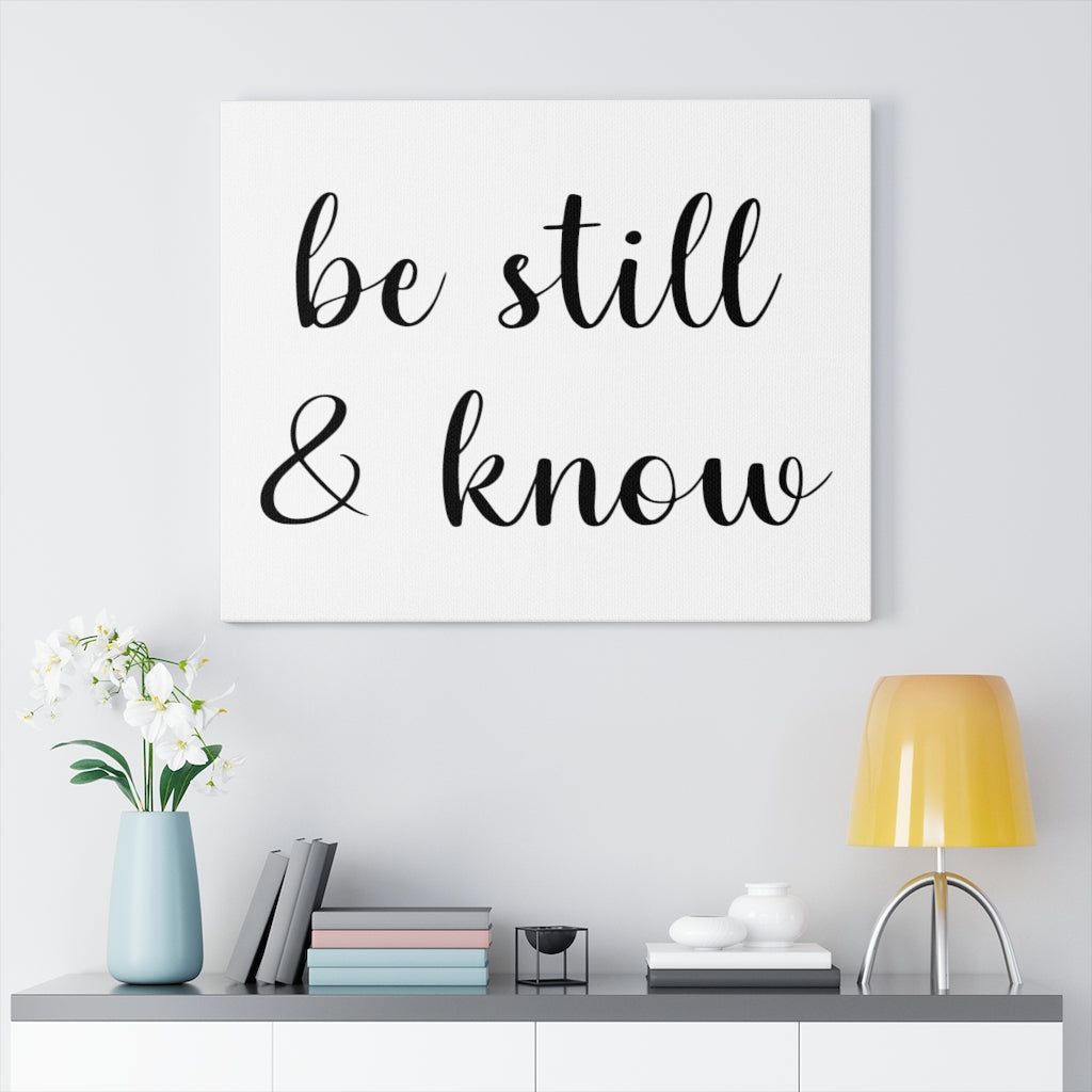 Scripture Walls Be Still & Know Bible Verse Canvas Christian Wall Art Ready to Hang Unframed-Express Your Love Gifts