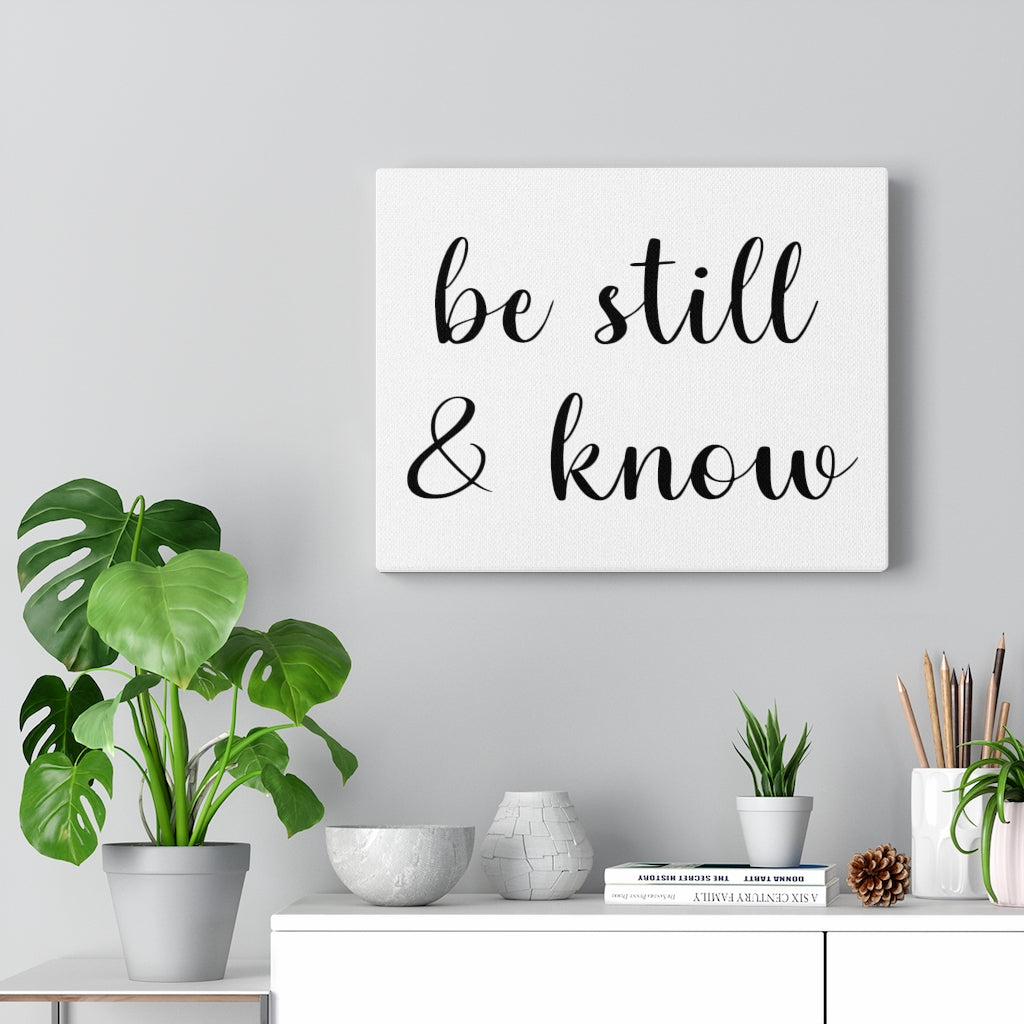 Scripture Walls Be Still & Know Bible Verse Canvas Christian Wall Art Ready to Hang Unframed-Express Your Love Gifts