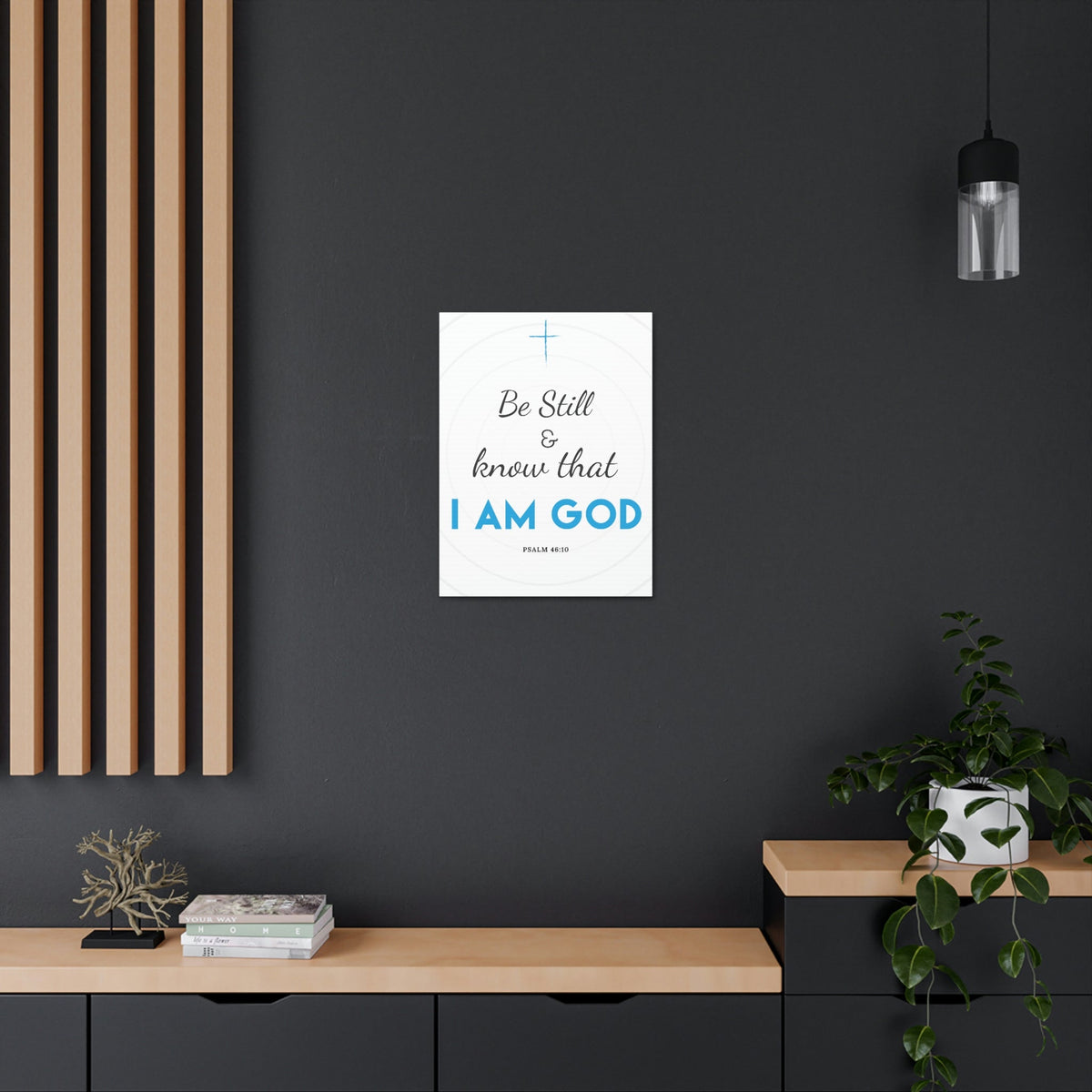 Scripture Walls Be Still And Know Psalm 46:10 Blue Christian Wall Art Bible Verse Print Ready To Hang Unframed-Express Your Love Gifts