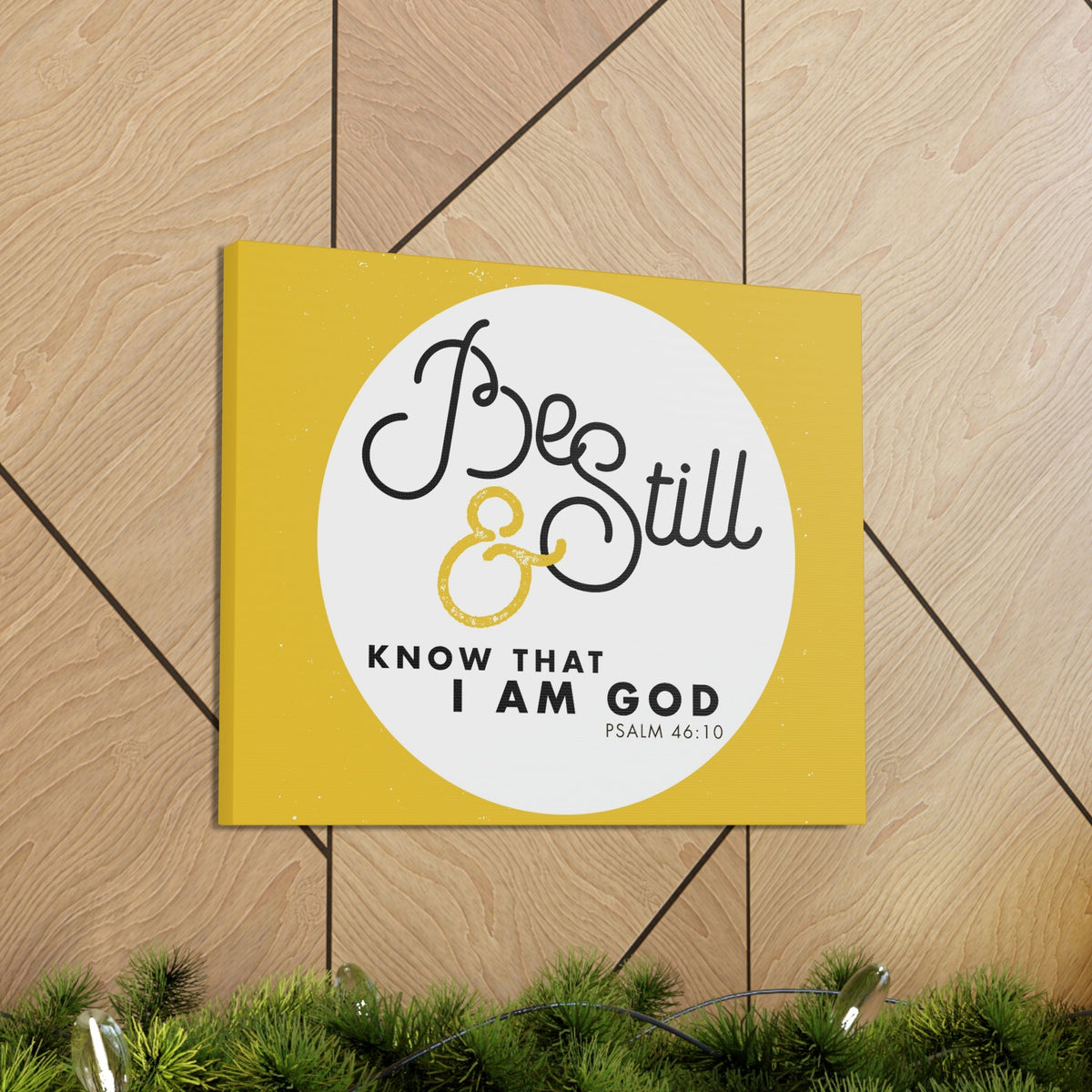 Scripture Walls Be Still And Know Psalm 46:10 Yellow Christian Wall Art Bible Verse Print Ready To Hang Unframed-Express Your Love Gifts