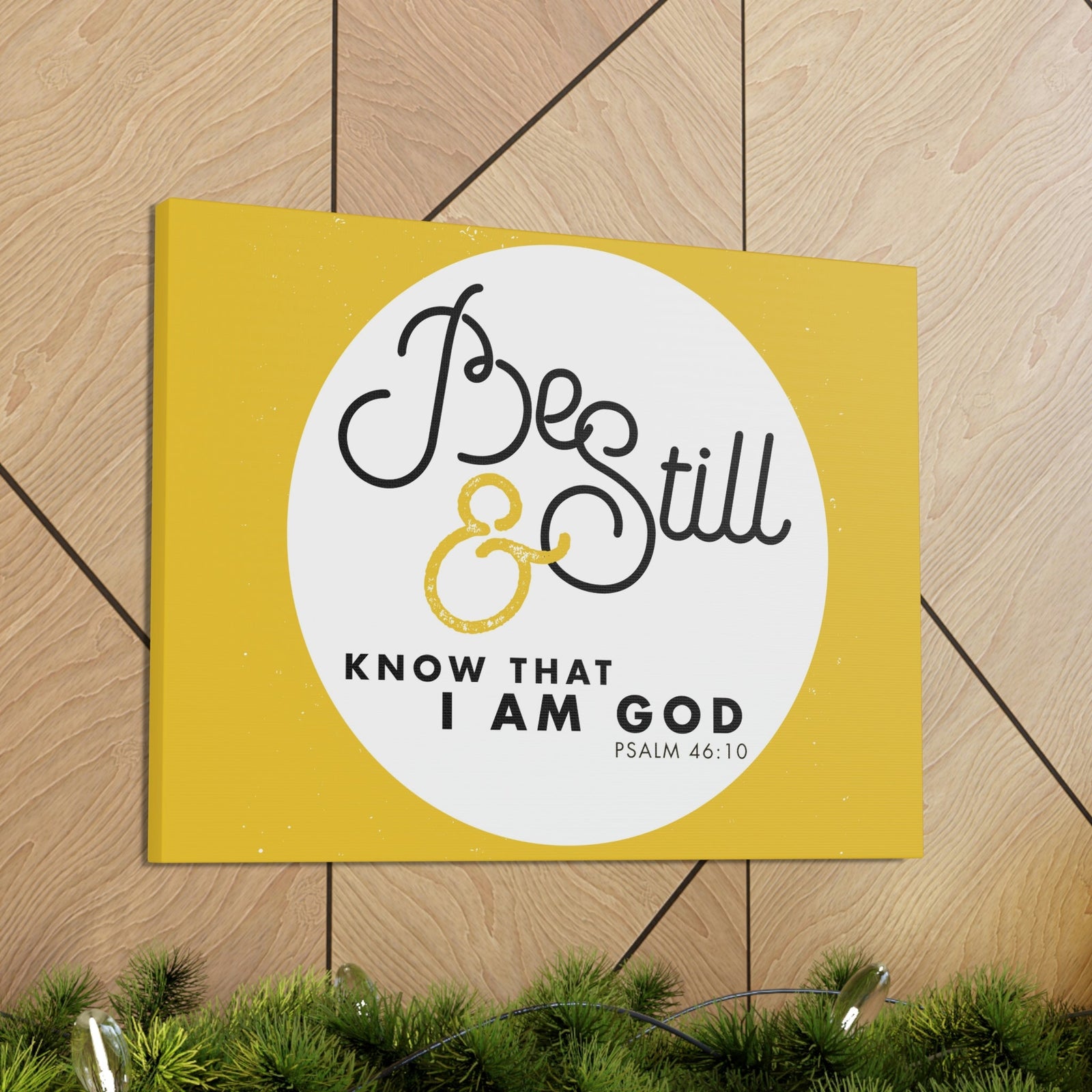 Scripture Walls Be Still And Know Psalm 46:10 Yellow Christian Wall Art Bible Verse Print Ready To Hang Unframed-Express Your Love Gifts