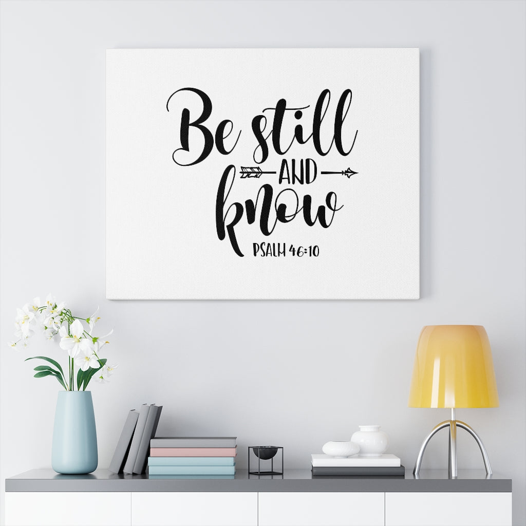Scripture Walls Be Still Arrow Psalm 46:10 Bible Verse Canvas Christian Wall Art Ready to Hang Unframed-Express Your Love Gifts