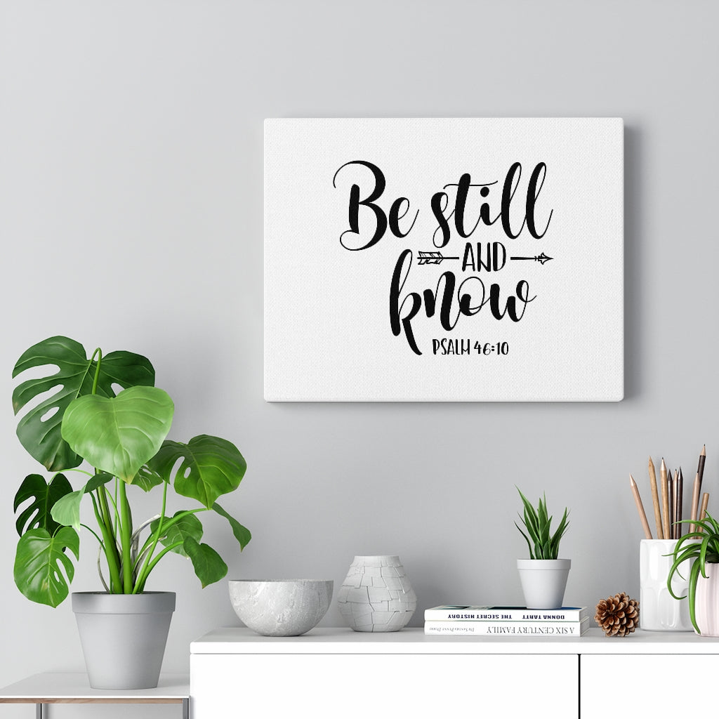 Scripture Walls Be Still Arrow Psalm 46:10 Bible Verse Canvas Christian Wall Art Ready to Hang Unframed-Express Your Love Gifts